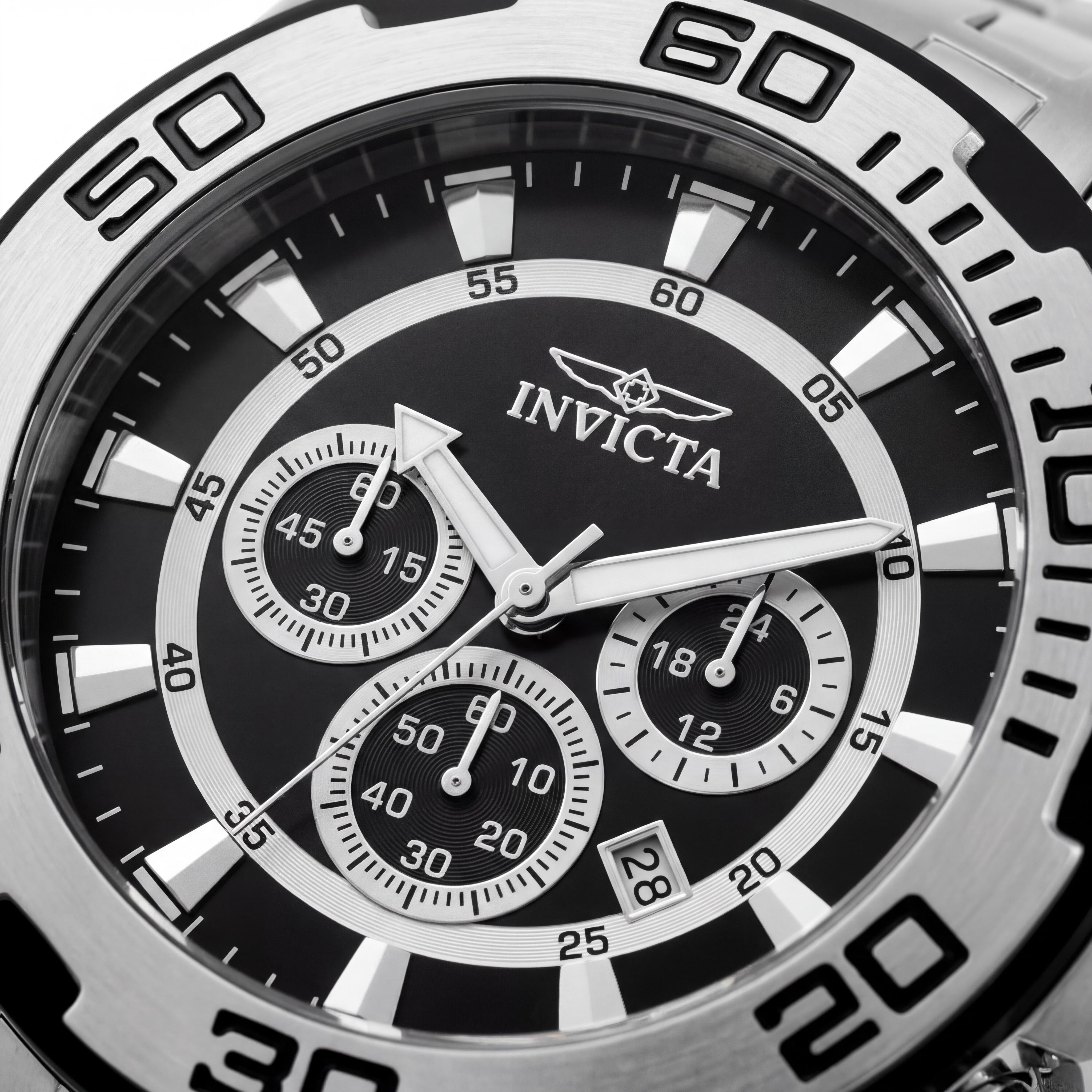 Invicta Pro Diver 22318 Cronógrafo de Cuarzo para Hombre, Acero Inoxidable, Esfera Negra, 50 mm, Photo 2