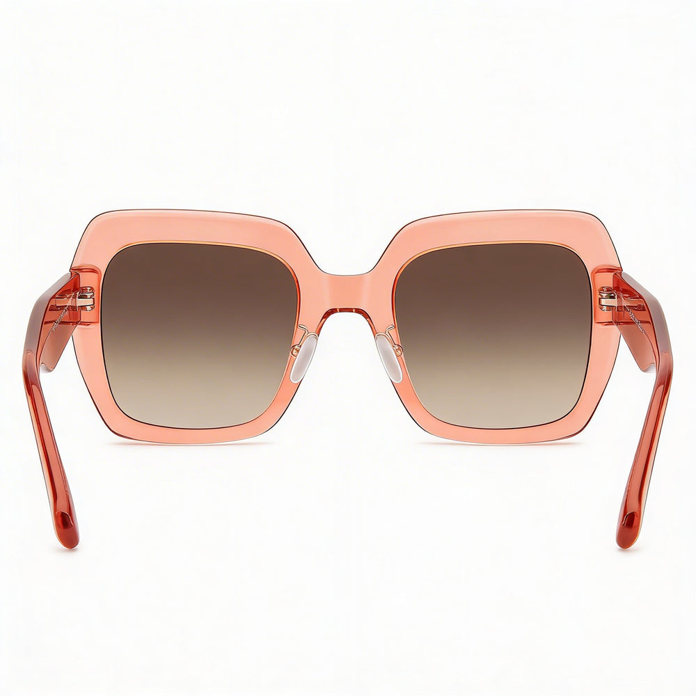 Gafas de sol informales de acetato Kate Spade New York para mujer, color melocotón, sombreado marrón oscuro, lentes no polarizadas con protección UV, sombreado marrón oscuro 52-24-140