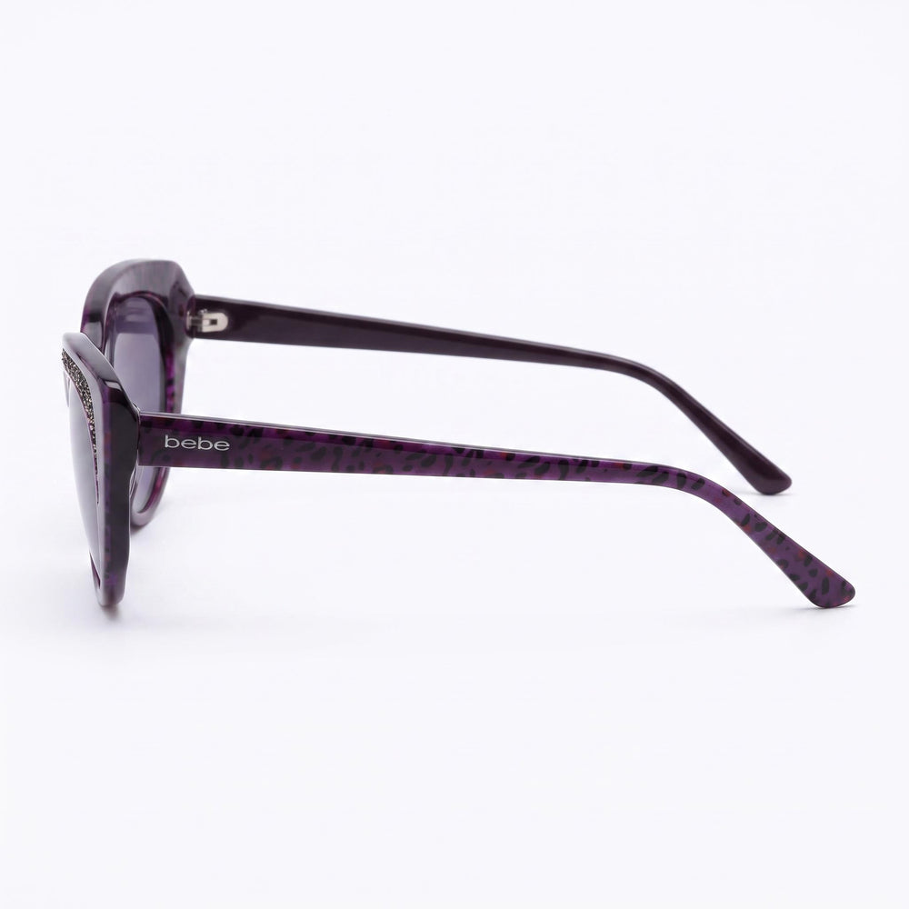 BEBE Classic Women's Animal Plum Acetate Frame 100% UV Protection Polycarbonate Multicolor Lens Sunglasses 55mm