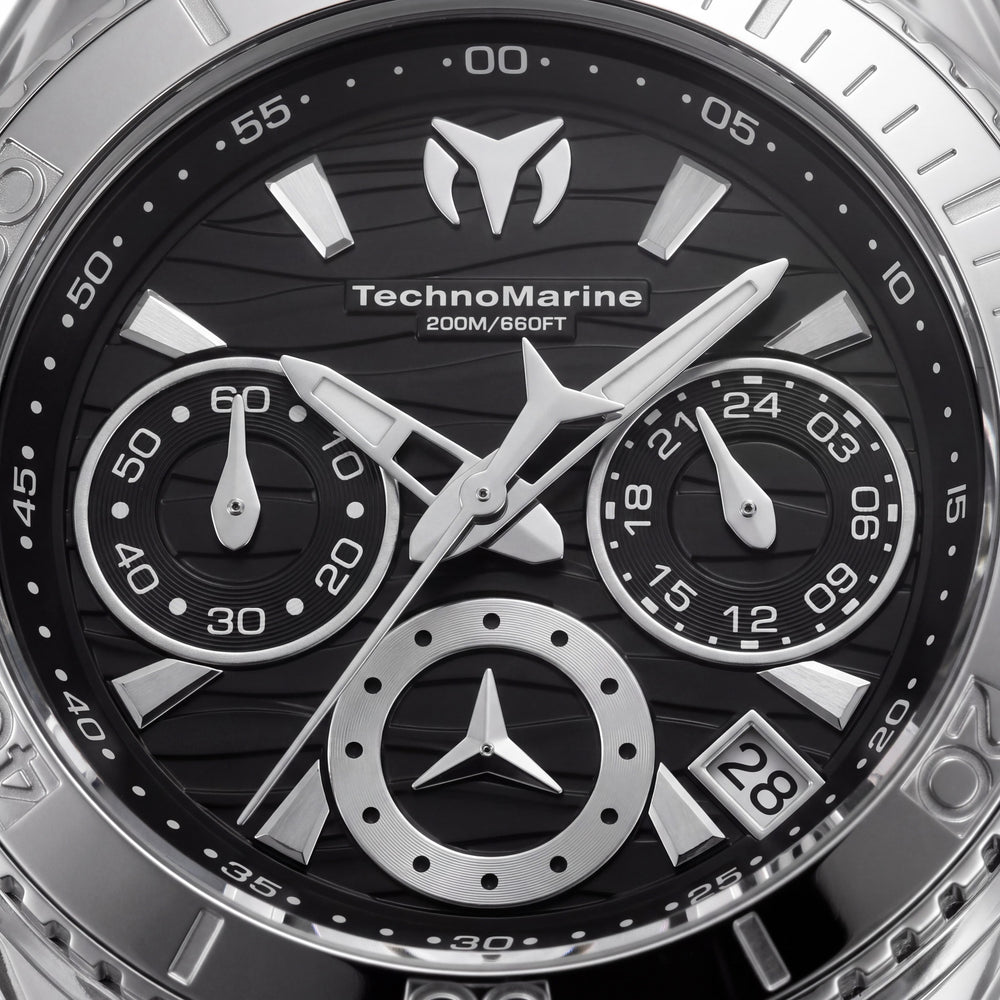 TechnoMarine TM-120034 Cruise Women's Quartz Chronograph Watch Black & Grey Luminous 40.57mm