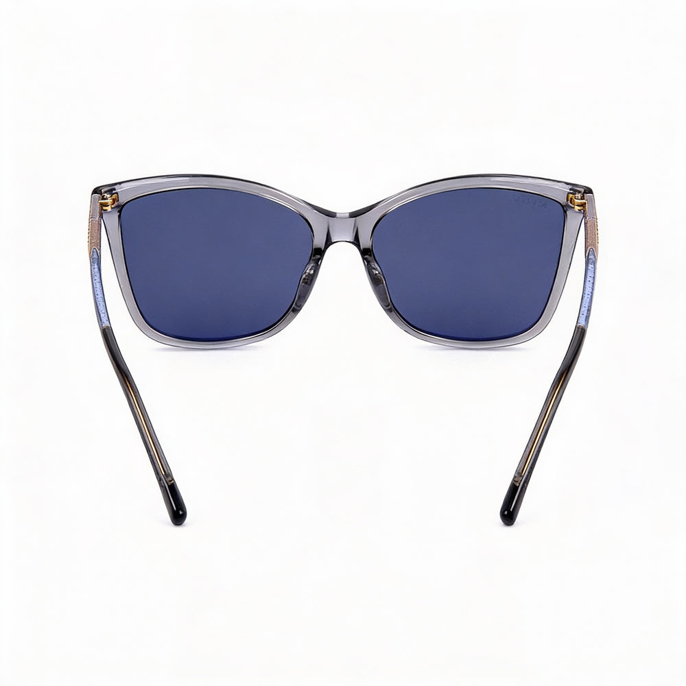 Jimmy Choo Classic Women's Grey Acetate Rectangular Glittery UV Protection Sunglasses 56mm