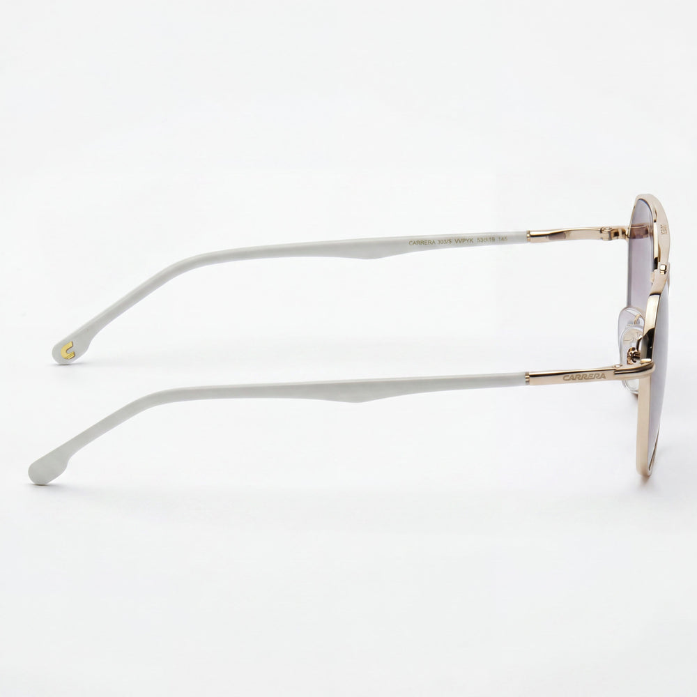 Carrera 303/S Gafas de sol unisex multicolor de acero inoxidable con lentes UV no polarizadas de espejo dorado sombreadas en burdeos, 99mm