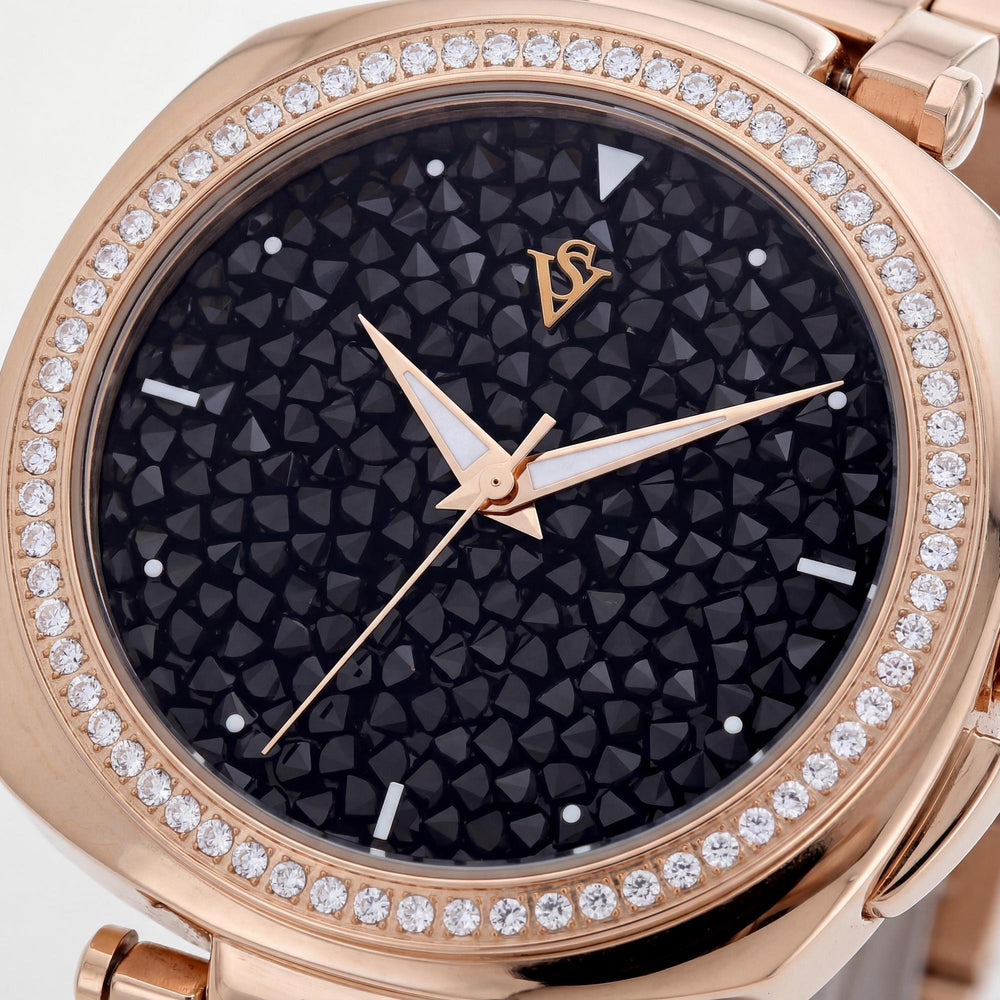 Reloj Christian Van Sant Mirabella CV0491 para mujer, de acero inoxidable, esfera negra, de cuarzo, resistente al agua