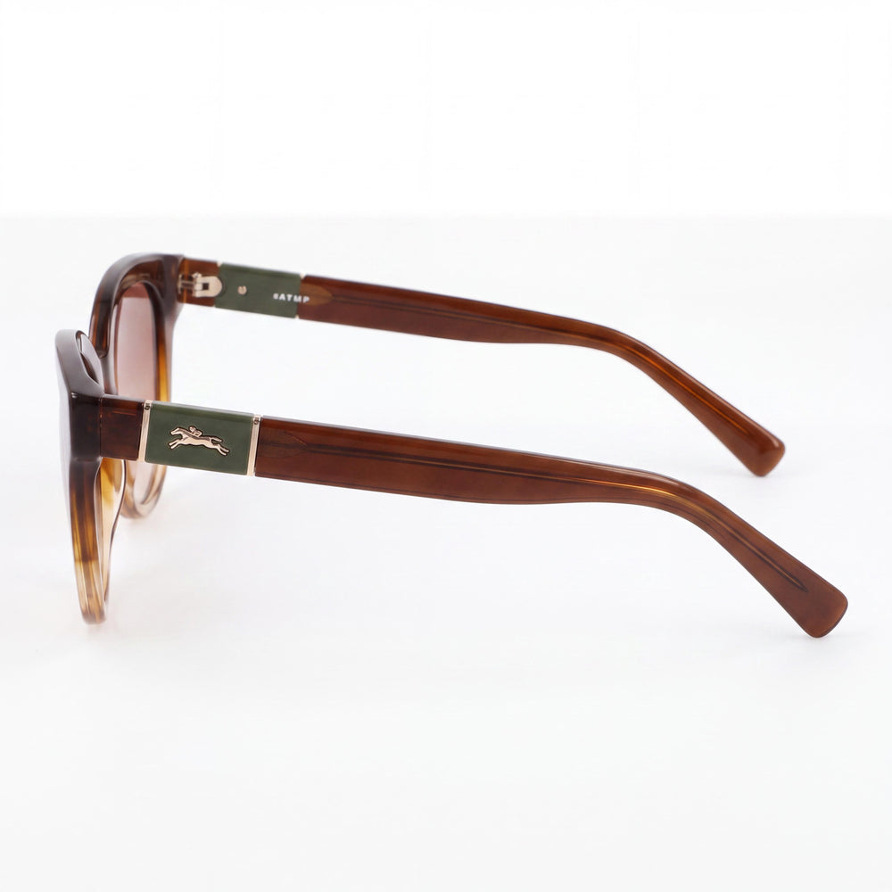 Gafas de sol informales de acetato Longchamp LO697S para mujer, montura miel a rayas, ancho de lente 53 mm