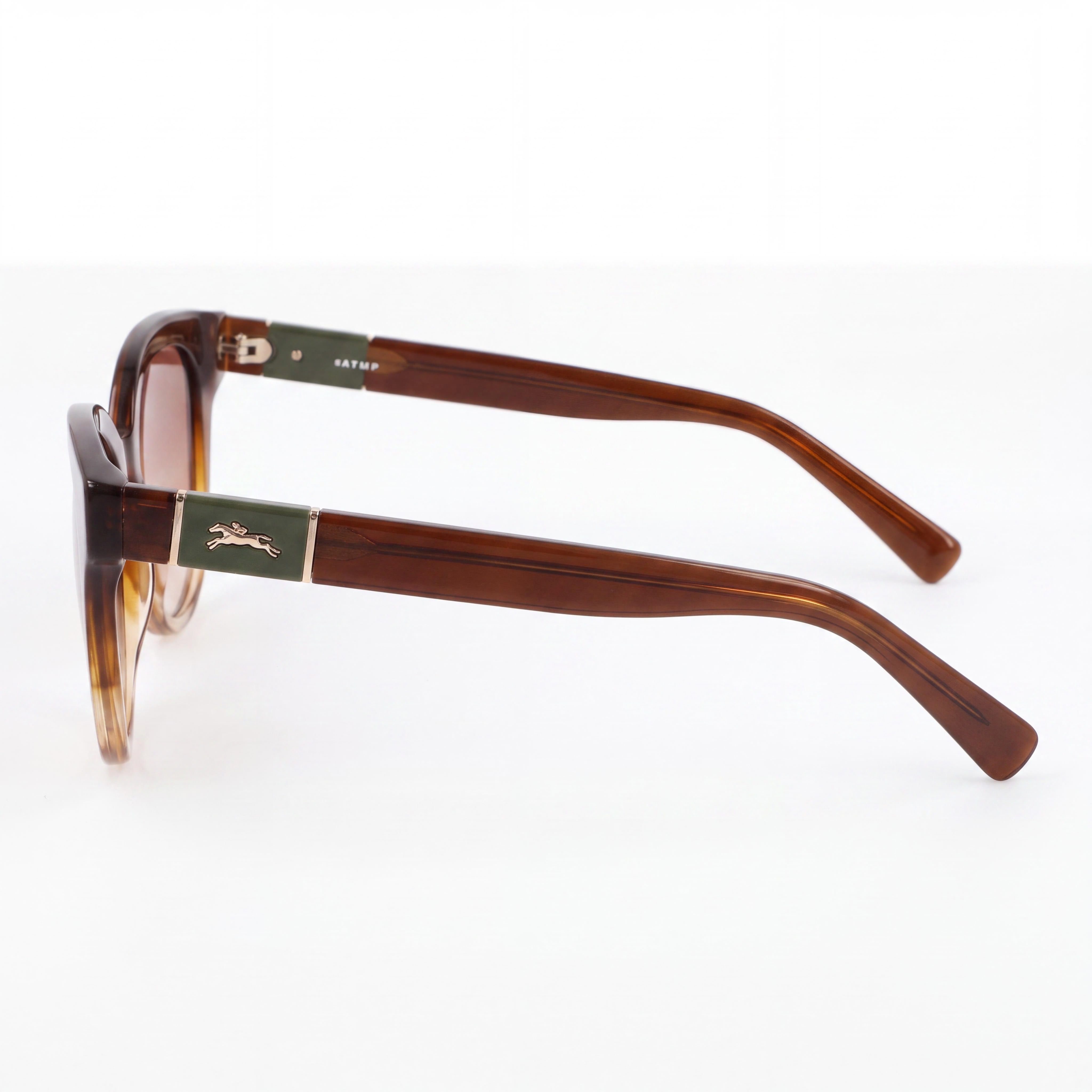 Gafas de sol informales de acetato Longchamp LO697S para mujer, montura miel a rayas, ancho de lente 53 mm, Photo 3