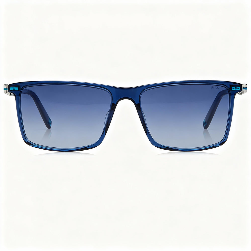 FILA Modern Men's Blue Transparent Acetate Frame Eyewear, Non-Polarized Tritan Lenses, UV Protection 57mm
