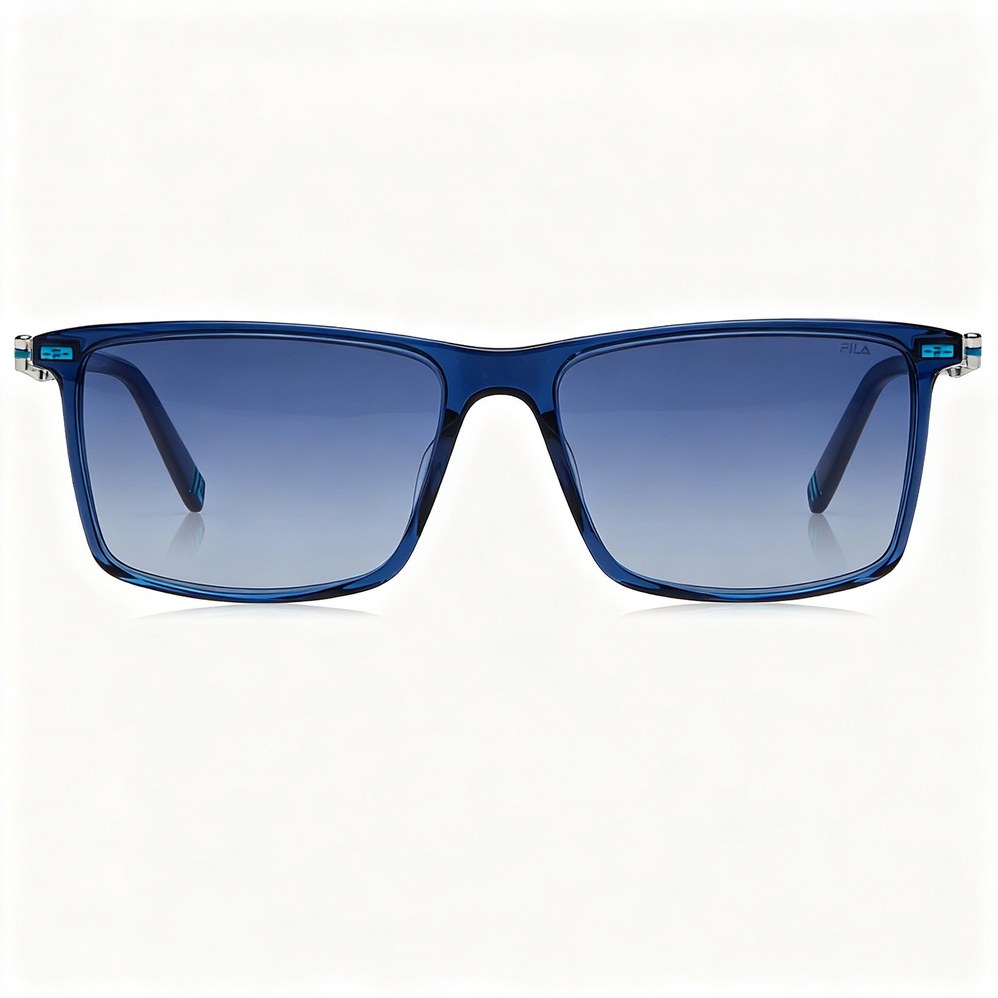 FILA Modern Men's Blue Transparent Acetate Frame Eyewear, Non-Polarized Tritan Lenses, UV Protection 57mm, Photo 3