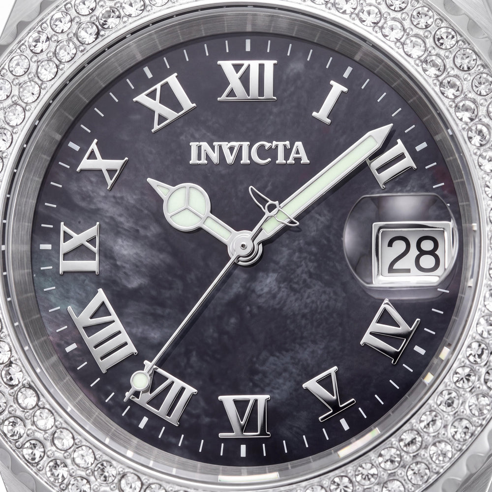 Reloj Invicta de cuarzo para mujer, 40 mm, acero inoxidable, esfera negra, corona atornillada, resistente al agua 200M