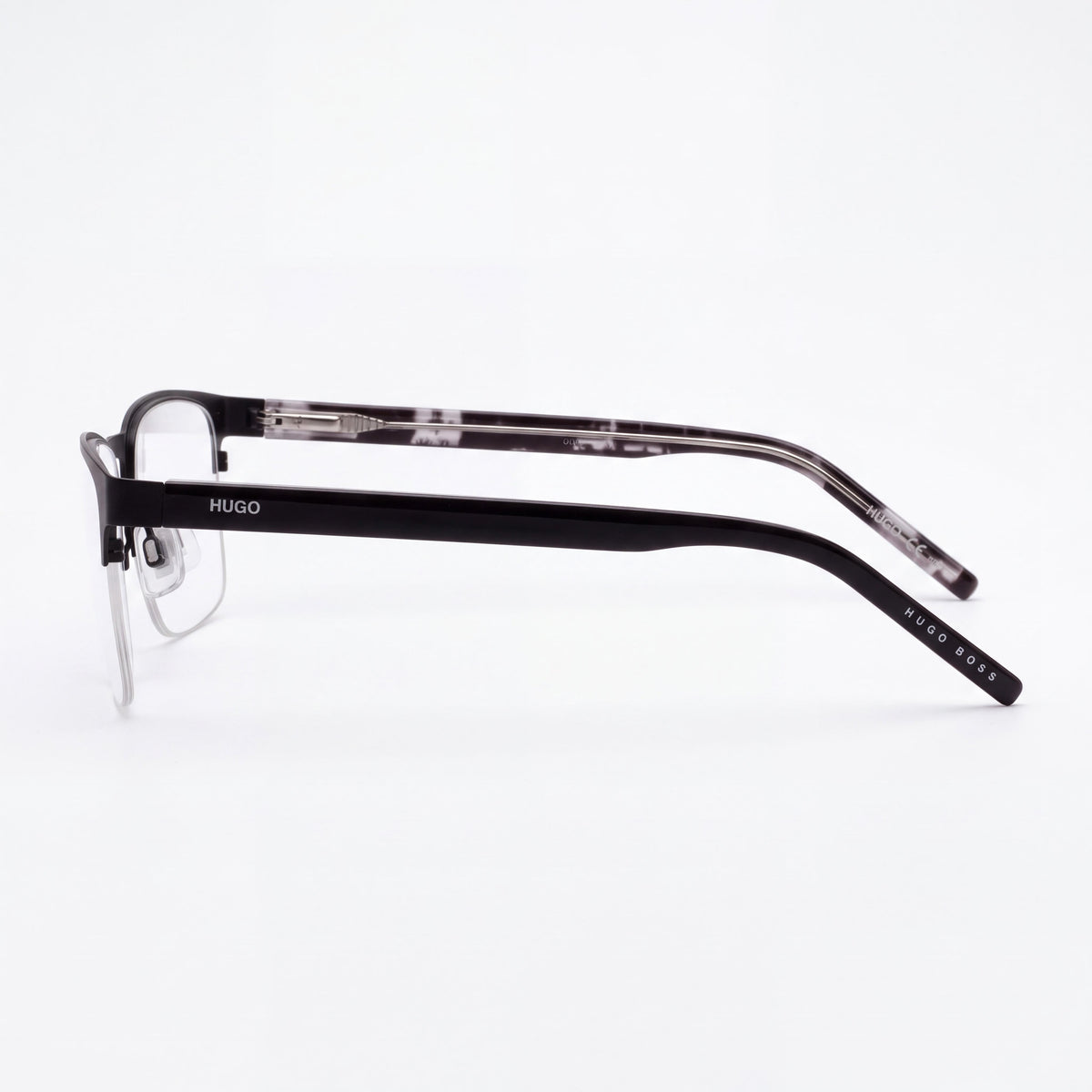 HUGO 1076 Unisex Matte Black Rectangular Alloy Steel Semi-Rimless Non- Eyeglasses 56mm, Photo 3