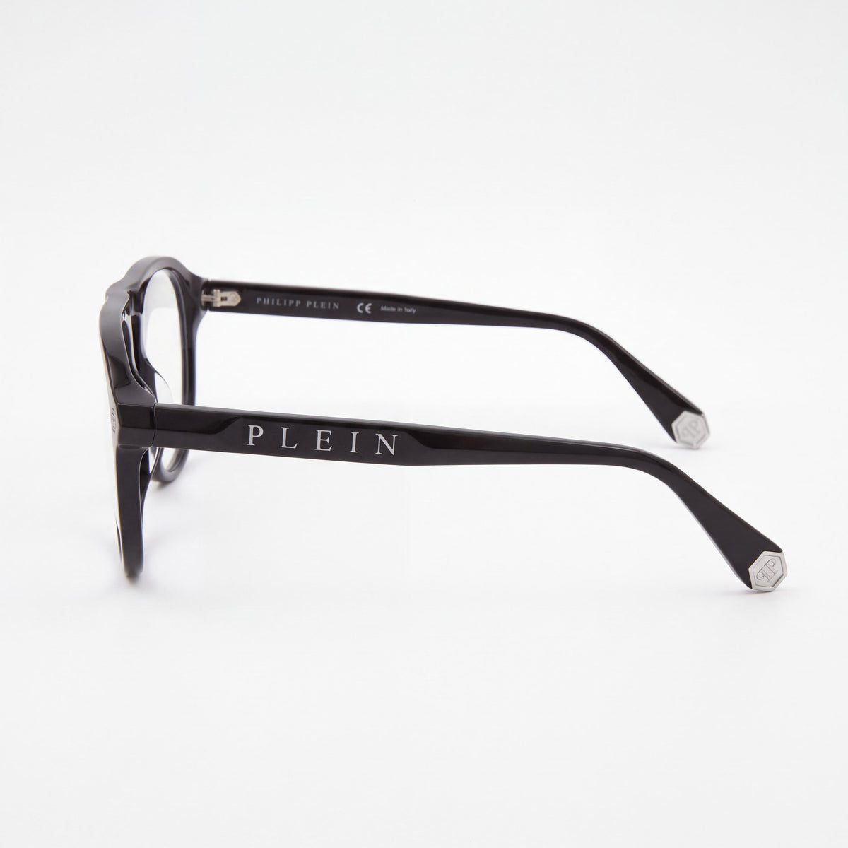 Philipp Plein Vpp016m Unisex Lightweight Shiny Black Plastic Frame Eyeglasses with Multicoloured Polycarbonate Lenses 55mm, Photo 2