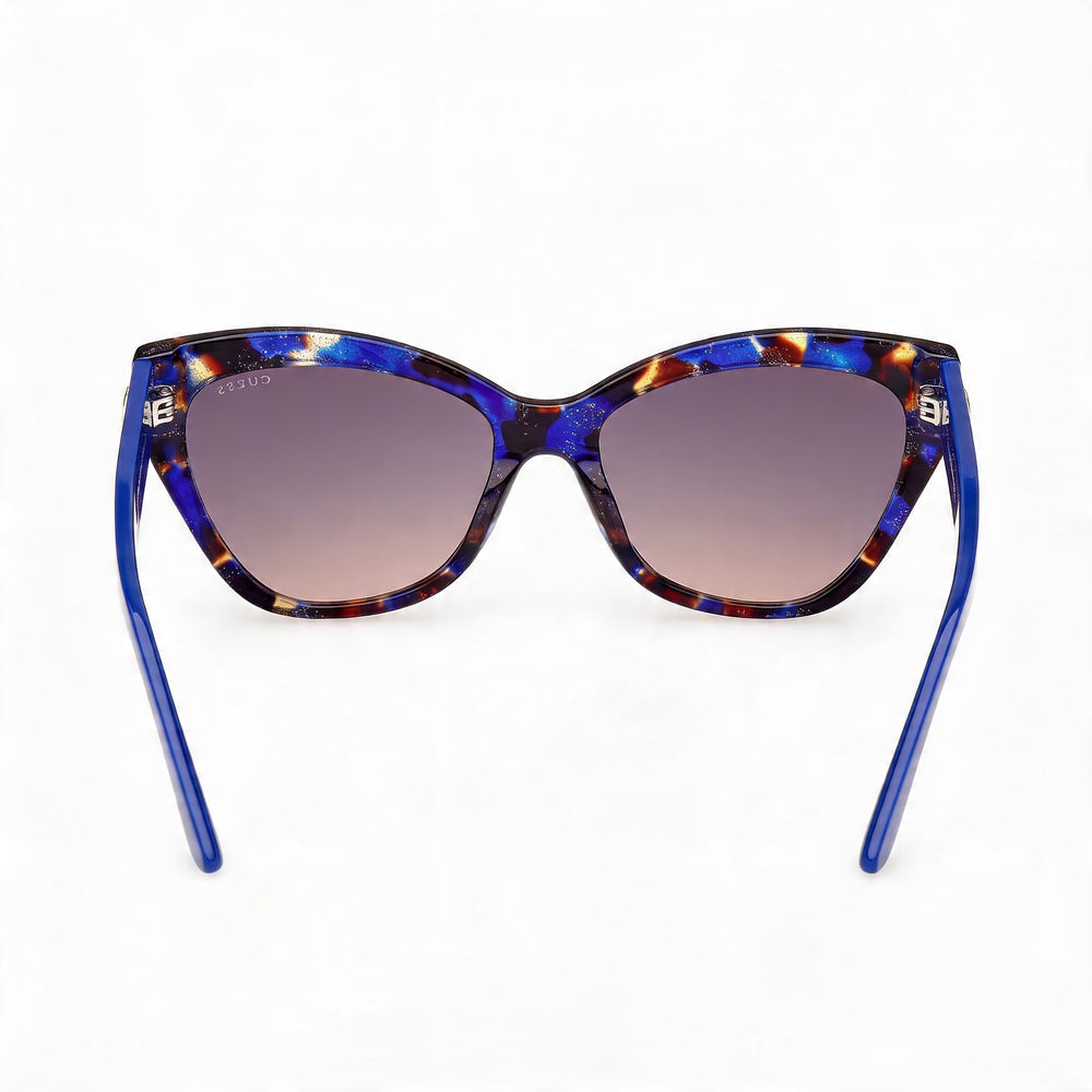 GUESS Gu00204 Women's Blue Havana Plastic Frame UV 400 Gradient Brown Lenses Sunglasses 55mm