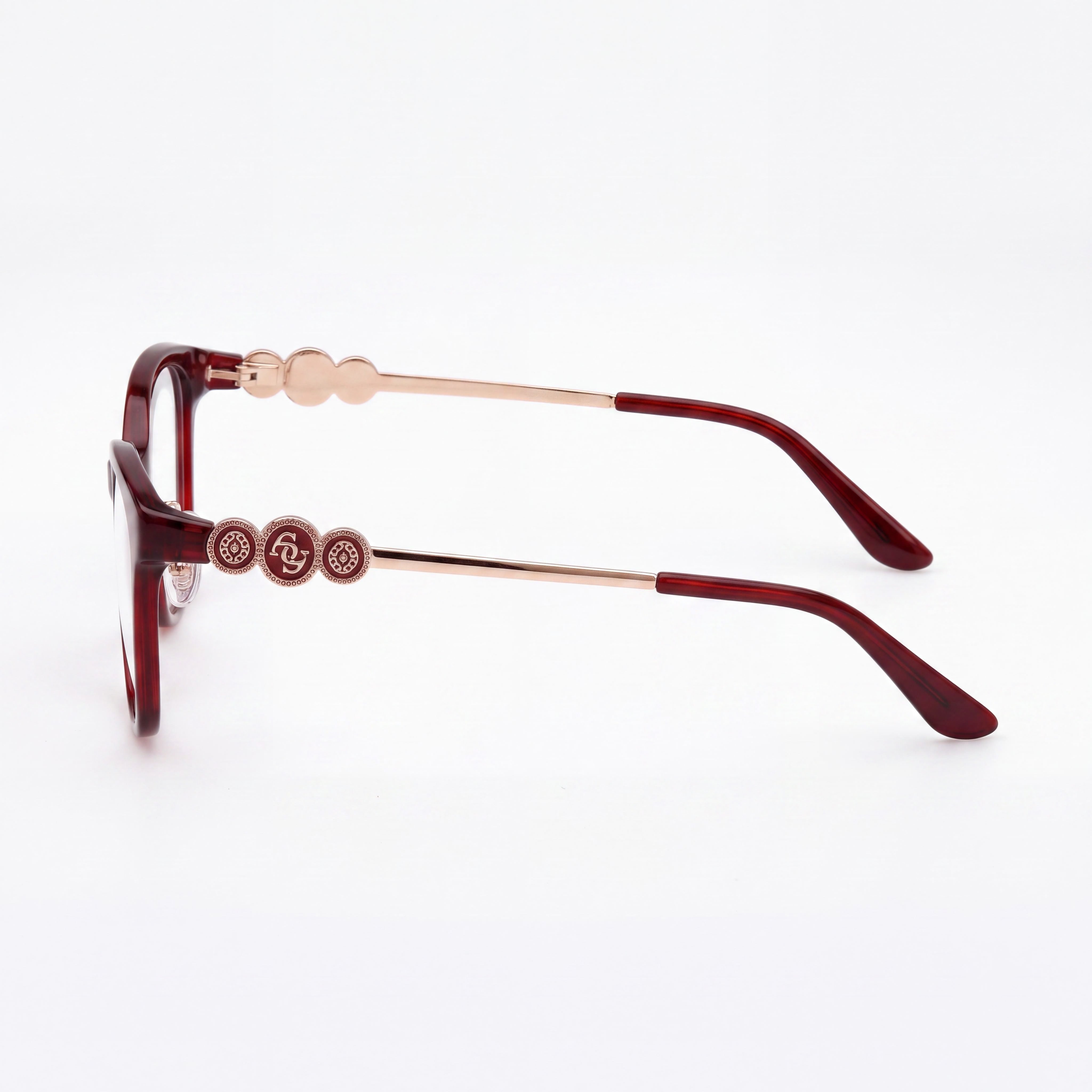 GUESS Classic Men's Plastic Frame Eyewear in Shiny Bordeaux Pink Gold, Non- Lenses, 52mm Lens Width, Photo 2