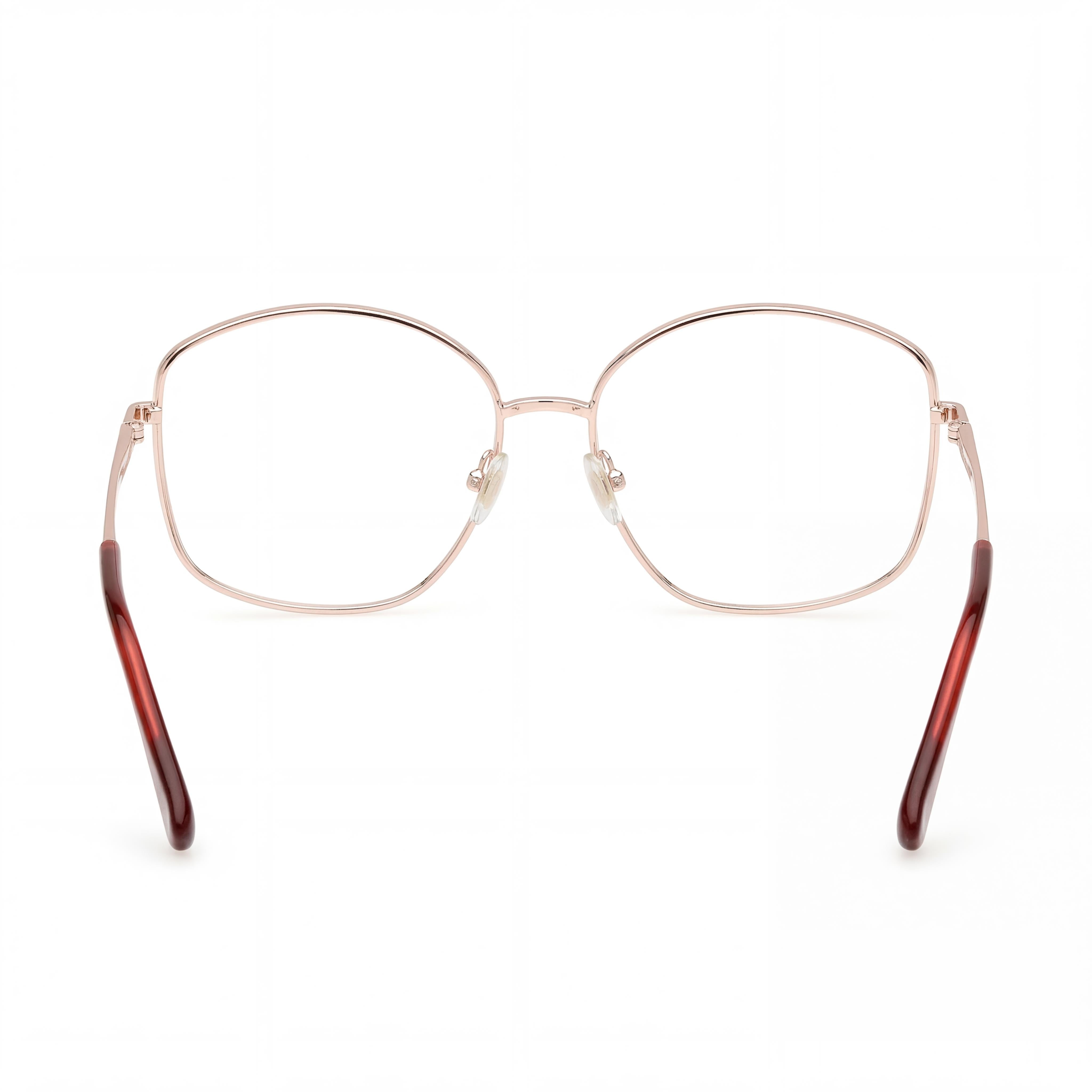MaxMara Women's Mm5146 Metal Frame Eyewear, Rose Gold with Clear Lenses, 56mm, Photo 4