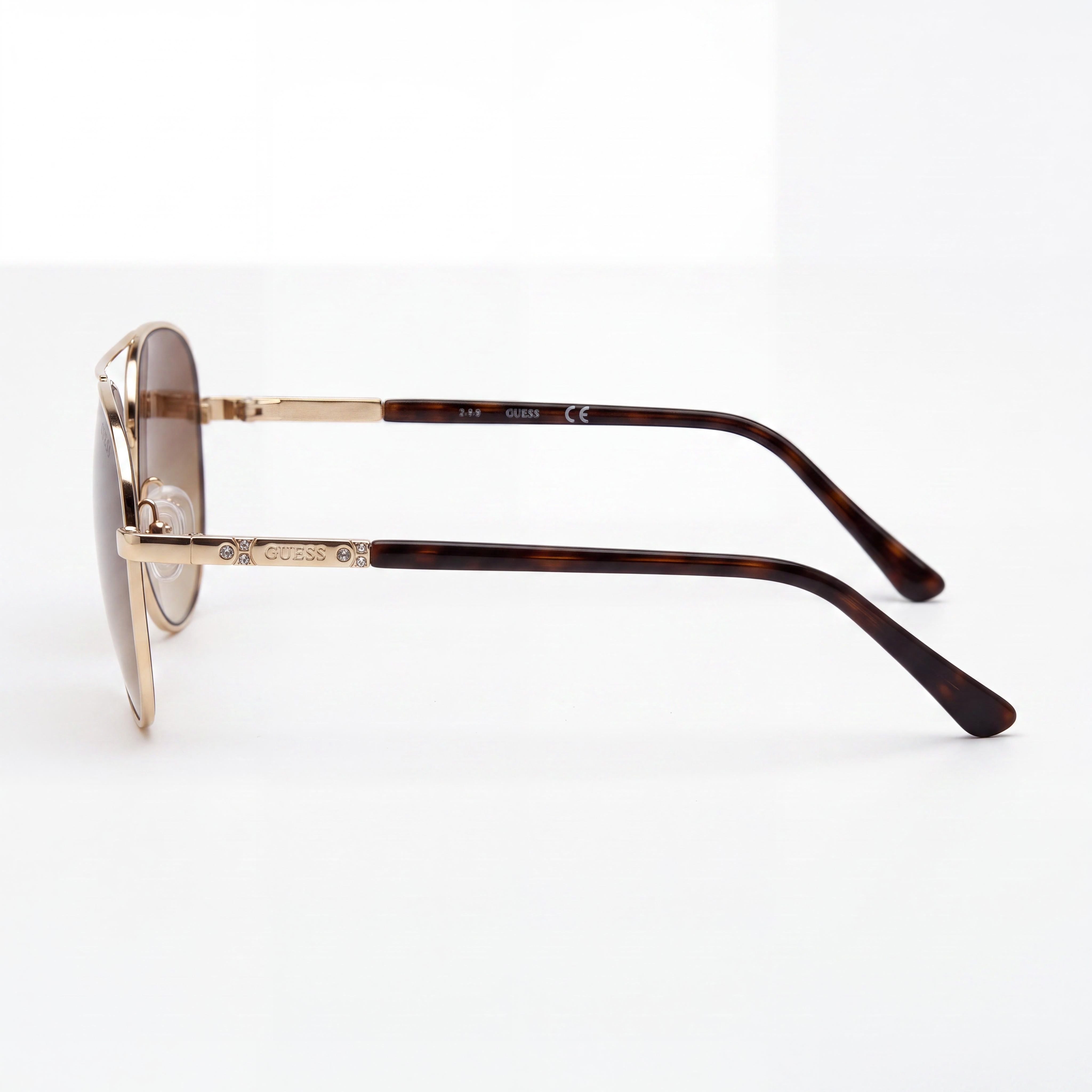 GUESS GF0295 Women's Aviator Sunglasses, Gold Metal Frame, Gradient Brown Non-Polarized UV Protected Lenses, 60mm, Photo 3