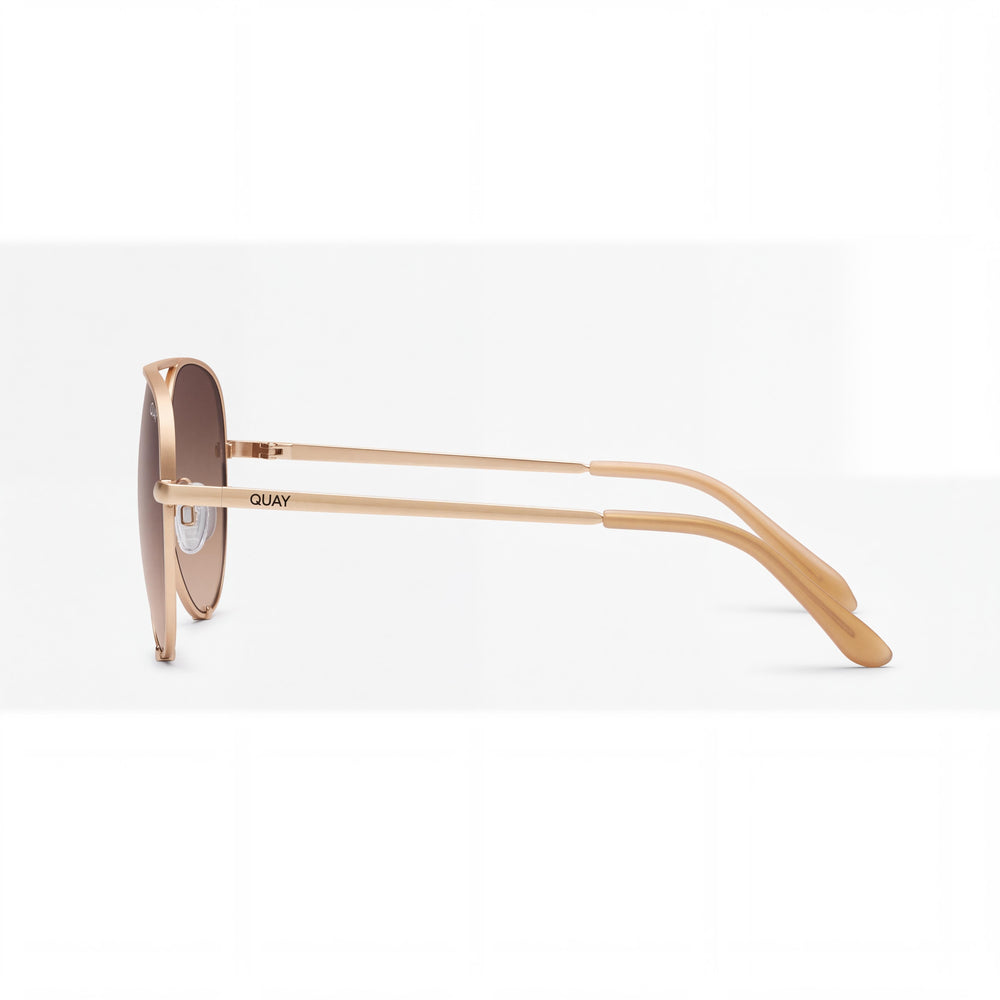 QUAY AUSTRALIA High Key Extra Large Women's Metal Frame Non-Polarized Sunglasses, Chamomile Dark Fawn, UV Protection