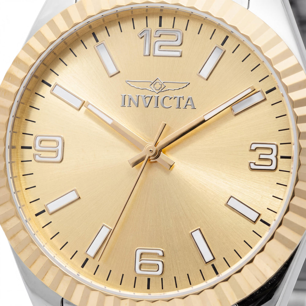 Invicta Specialty 49679 Reloj de cuarzo para hombre con esfera dorada, brazalete de acero inoxidable, 43 mm, resistente al agua 5 ATM