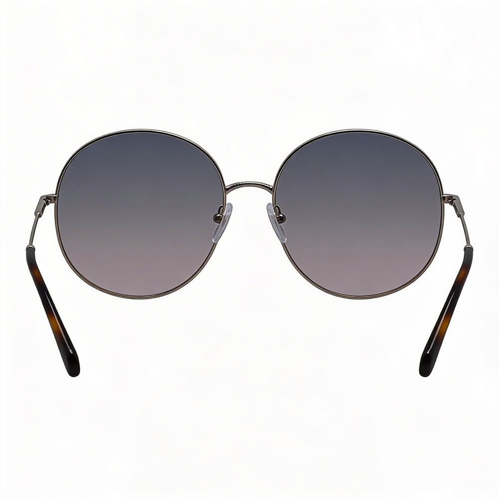 Ferragamo SF299S Women's Round Rose Gold Metal Blue Gradient Non-Polarized 100% UV Sunglasses 60mm