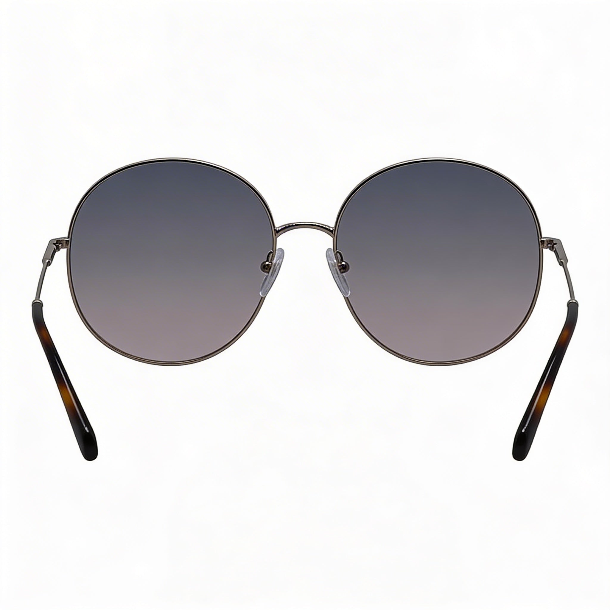 Gafas de sol Ferragamo SF299S para mujer, redondas, de metal dorado rosa, con degradado azul, no polarizadas, 100 % UV, 60 mm, Photo 3