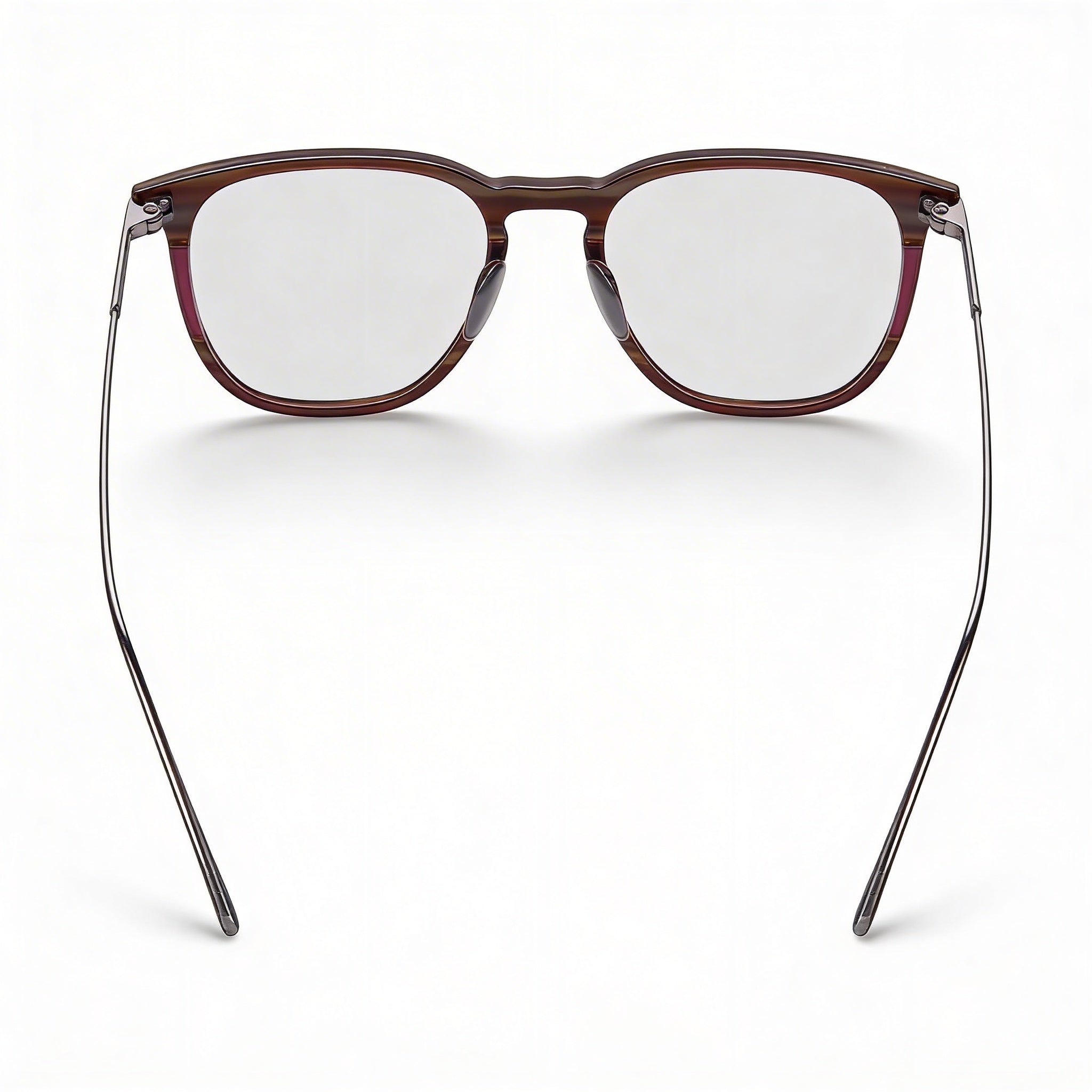 Gafas Lacoste L2828 unisex de acetato con montura a rayas en burdeos y gris, y lentes transparentes 50-19-145, Photo 3