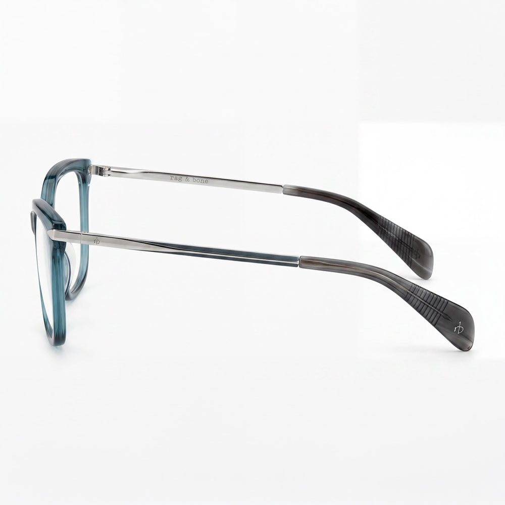 Rag & Bone Rnb 3010 Women's Eyeglasses featuring Blue Pallad Acetate Frames with Polycarbonate Lenses, Size 52-15-140mm