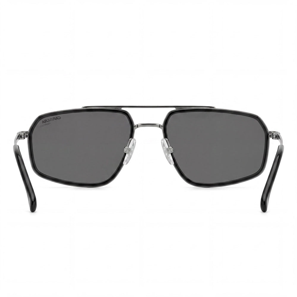 Gafas de sol de metal Carrera Classic para hombre, montura negra rutenio oscuro, lentes grises, 58 mm