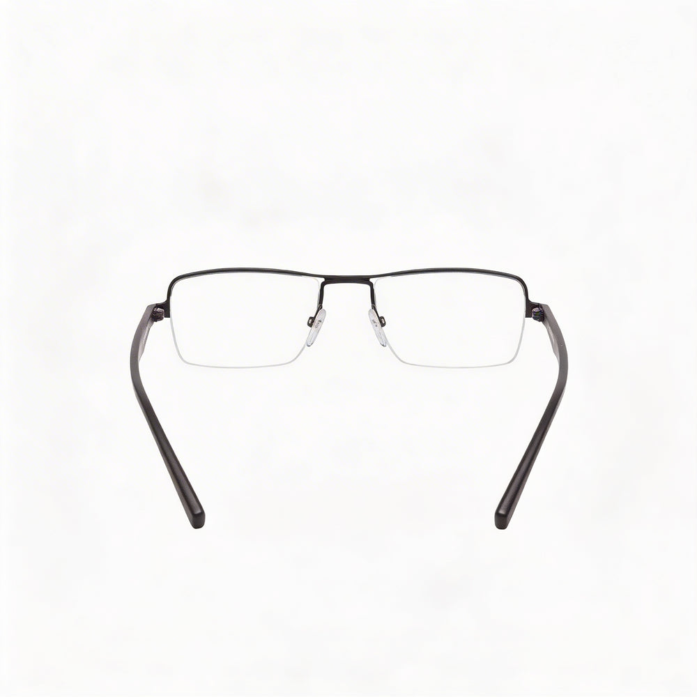 Gafas de sol Police modernas unisex de acetato negro y metal, con montura rectangular semi sin montura y lentes de policarbonato transparente, talla 52