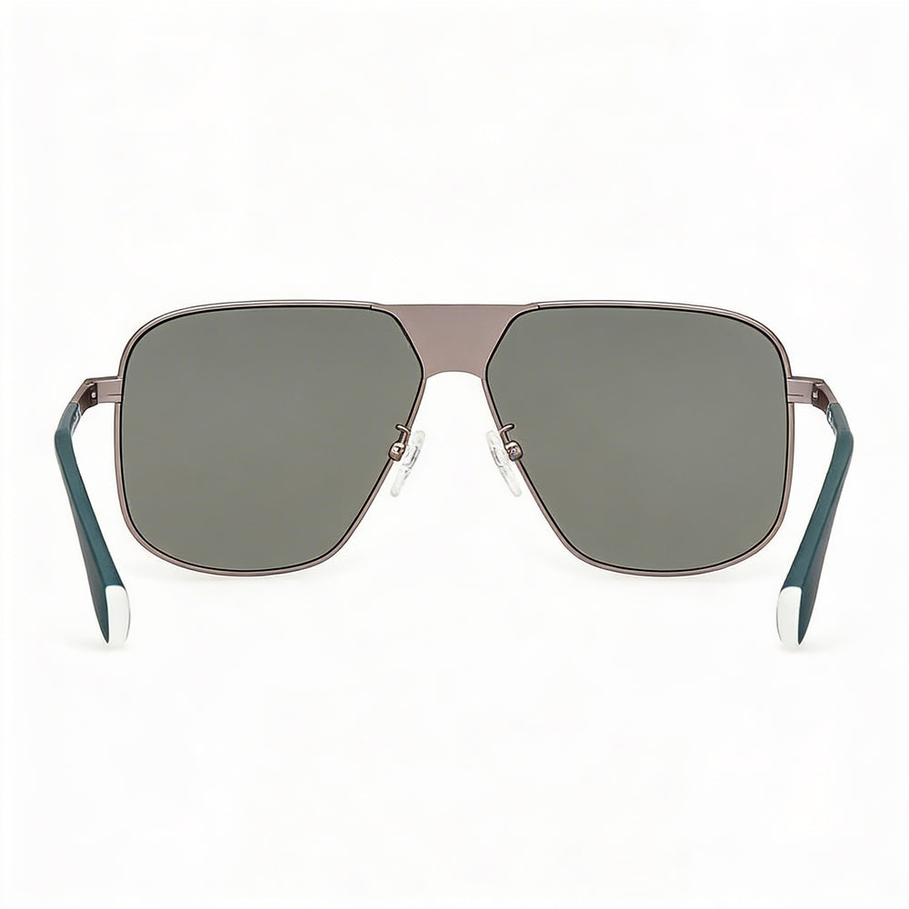 Gafas de sol adidas modernas unisex con montura de plástico gris plomo mate, lentes de acetato verdes y protección UV de 60 mm