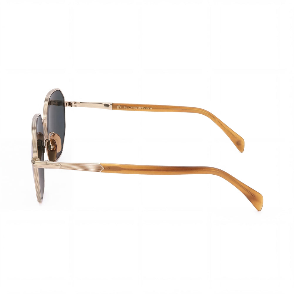 Gafas de Sol Beckham Modern para Hombre con Montura Metálica, Color Oro Cuerno, Lentes de Policarbonato, Ancho de Lente 60mm