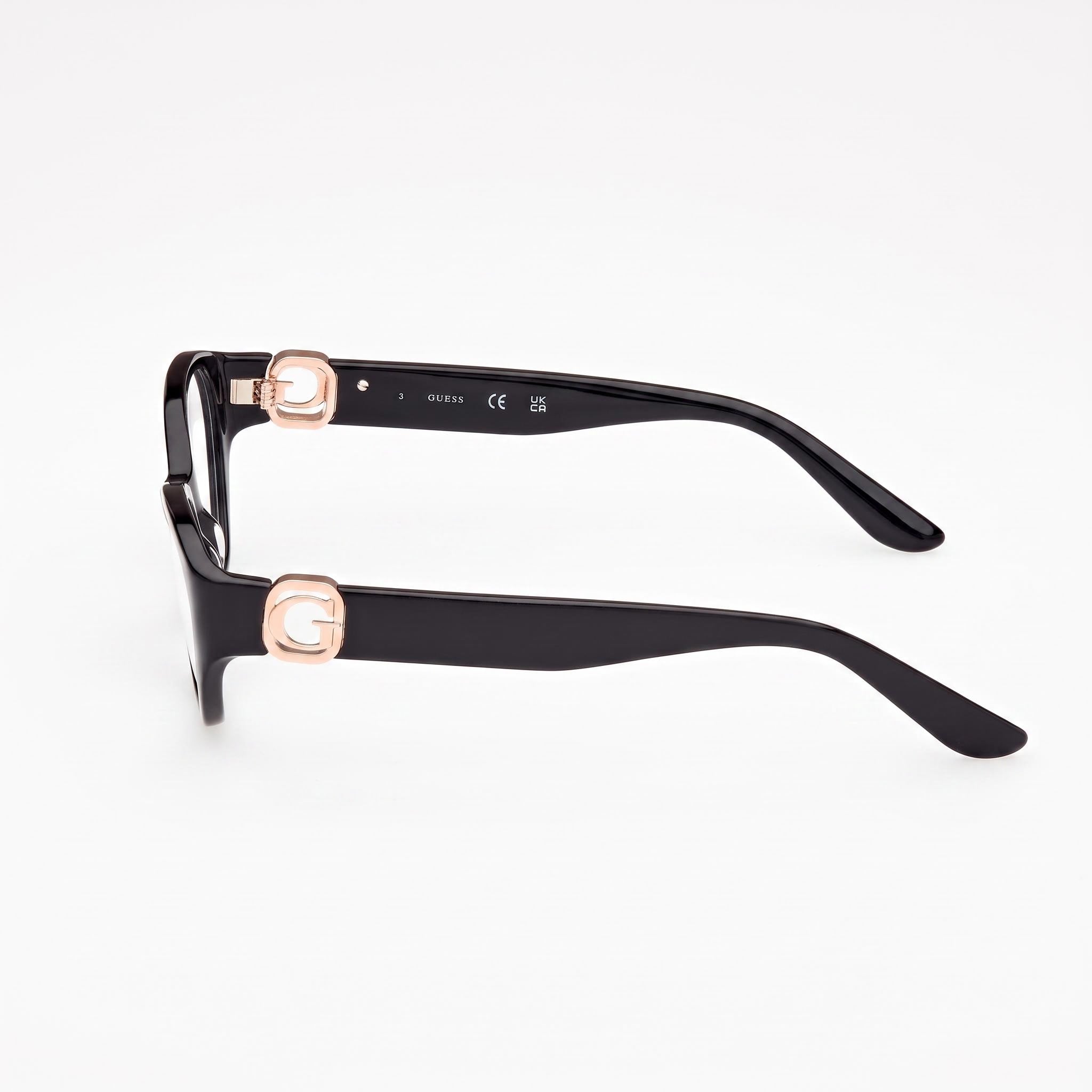GUESS Women's Gu50119 Shiny Black Plastic Frame Clear Polycarbonate Lens Eyewear 51mm, Photo 3