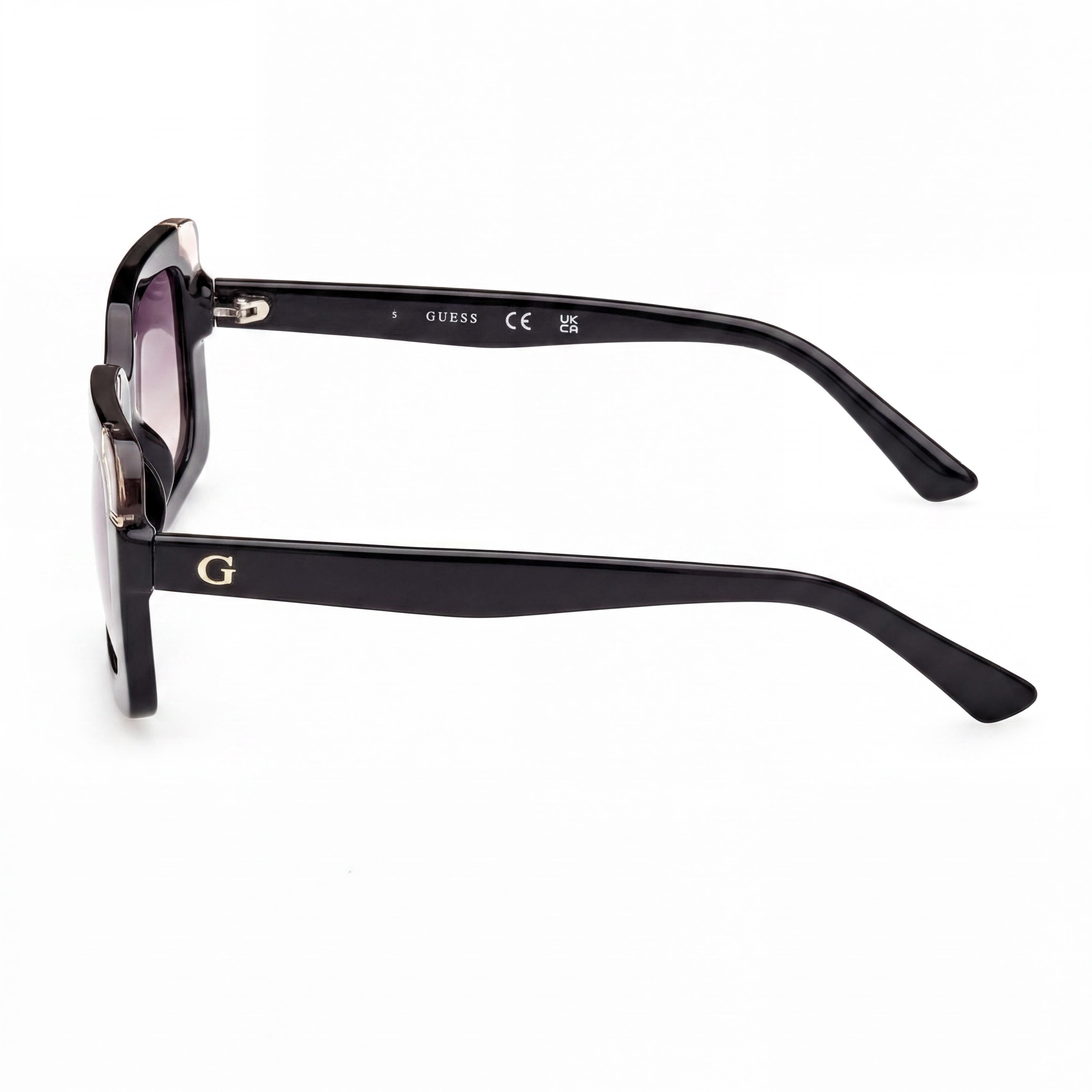Gafas de Sol Clásicas GUESS para Mujer de Plástico Inyectado Negro Brillante Lentes Degardadas Gris Oscuro 59mm Protección UV, Photo 3