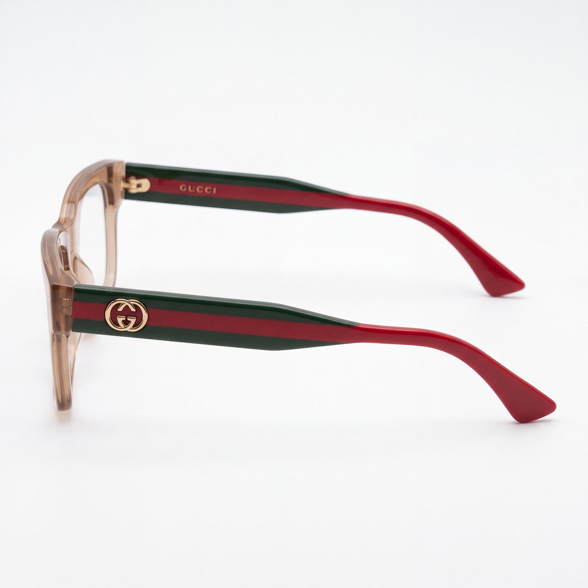 Gafas Gucci GG0278ON-015 unisex de acetato transparente marrón y verde, 55 mm, Photo 2