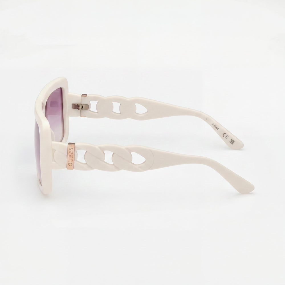 Gafas de sol GUESS Classic para mujer con montura inyectada blanca, lentes violetas, 60-10-130