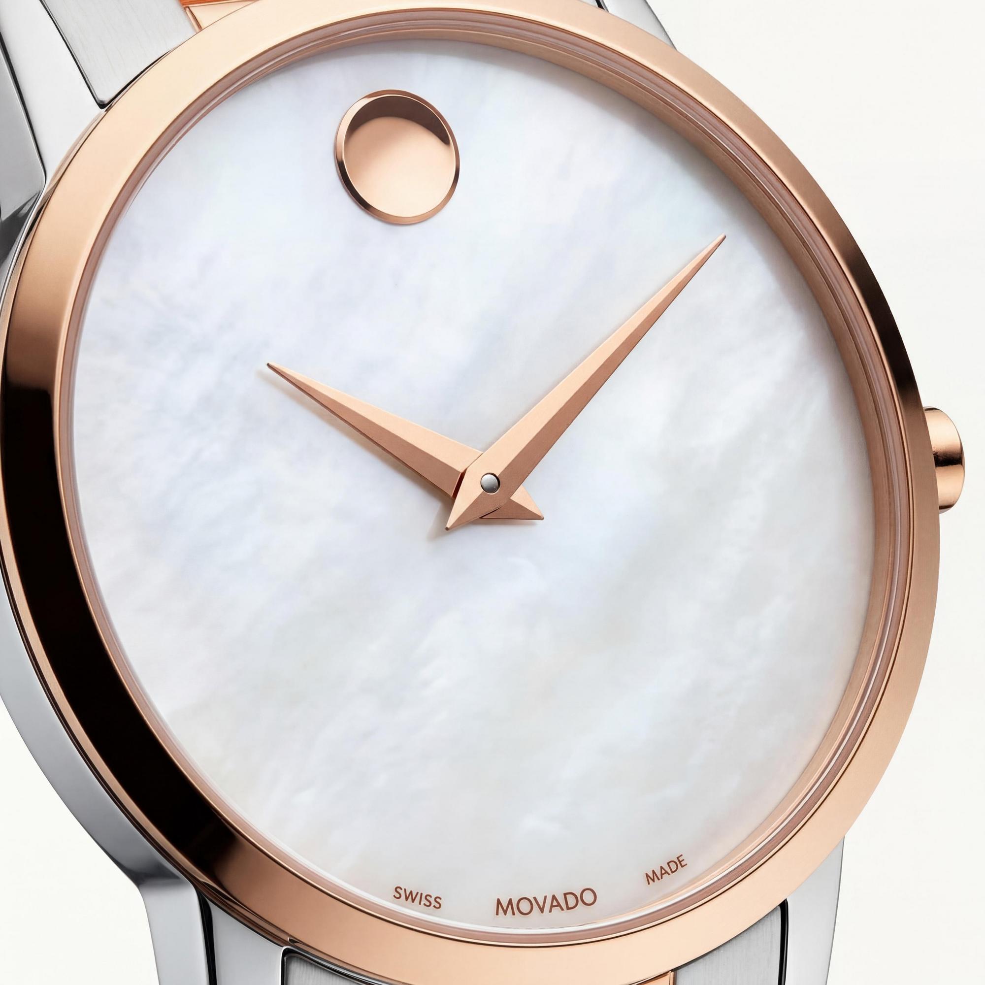 Reloj Movado Museum Classic para mujer, de acero inoxidable, bicolor, plateado y dorado rosa, con bisel de 33 mm., Photo 2