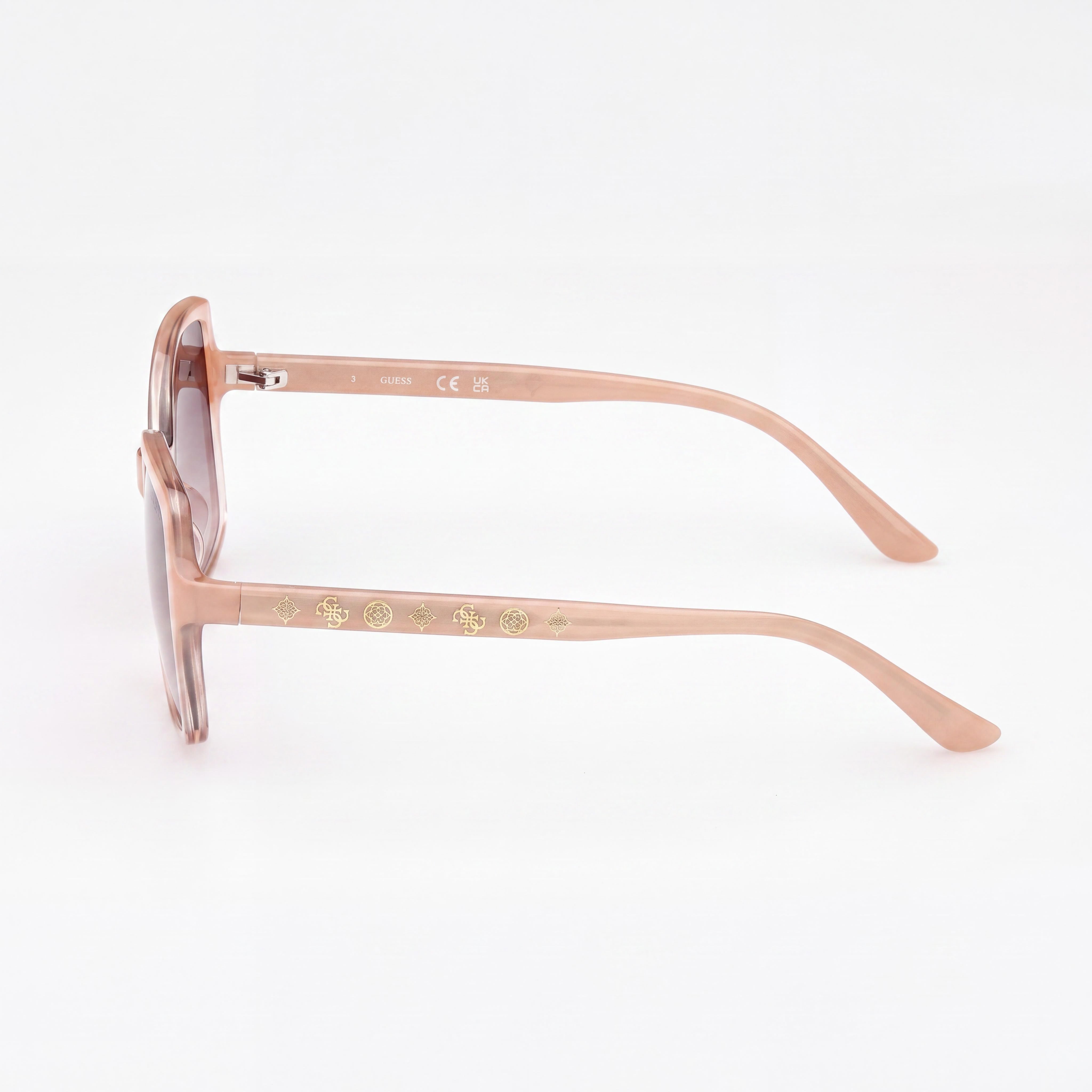 GUESS GU00100 Women's Square Sunglasses, Ivory-coloured Plastique Frame, Gradient Brown Lenses, UV Protected, 55mm, Photo 3