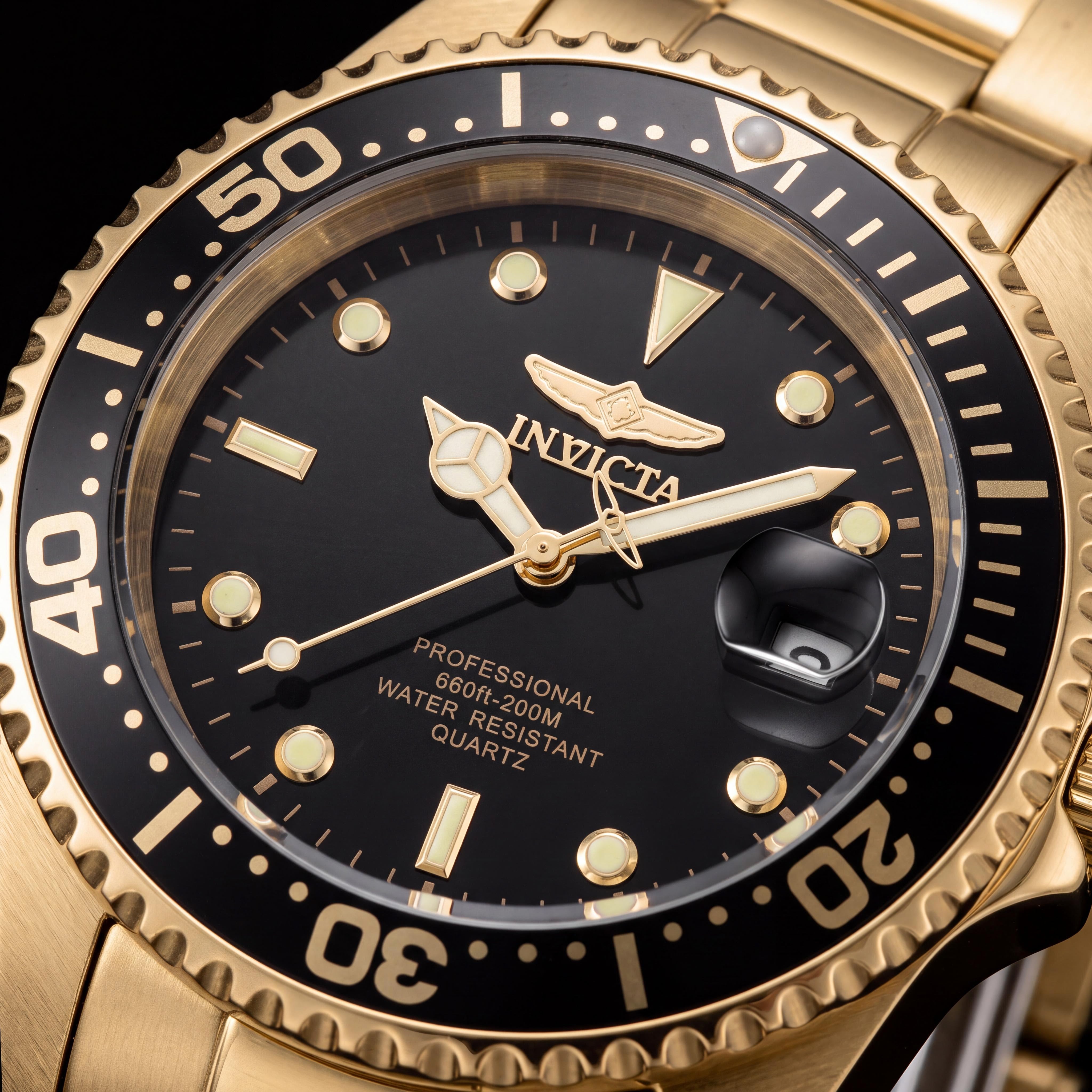 Invicta Pro Diver 8936OB Unisex Gold Stainless Steel Black Dial Quartz Bracelet Watch 38mm 20 Bar Water Resistant, Photo 2