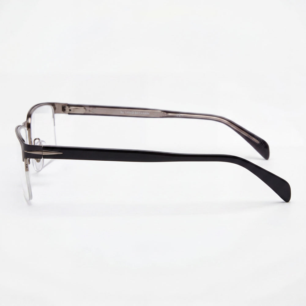 David Beckham DB 1068 Unisex Modern Rectangular Semi-Rimless Alloy Steel Ruthenium Matte Black non-polarized Eyeglasses 56mm