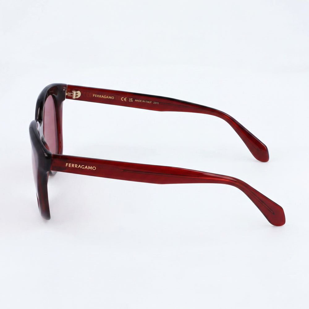 Salvatore Ferragamo Ojo de Gato de Hombre de Acero Inoxidable Policarbonato Rojo Transparente No Polarizado 52mm