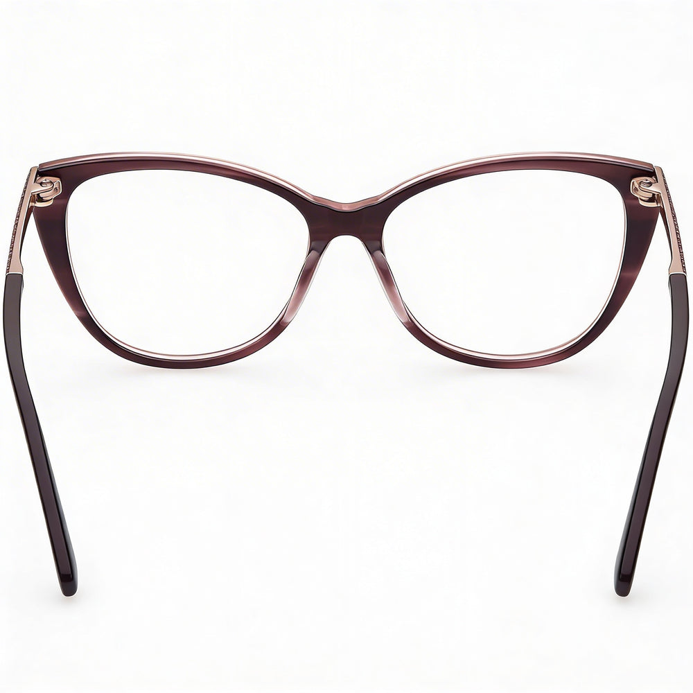 Montura de gafas Swarovski SK5414 para mujer, color burdeos, graduadas y con lentes transparentes de demostración, 53 mm