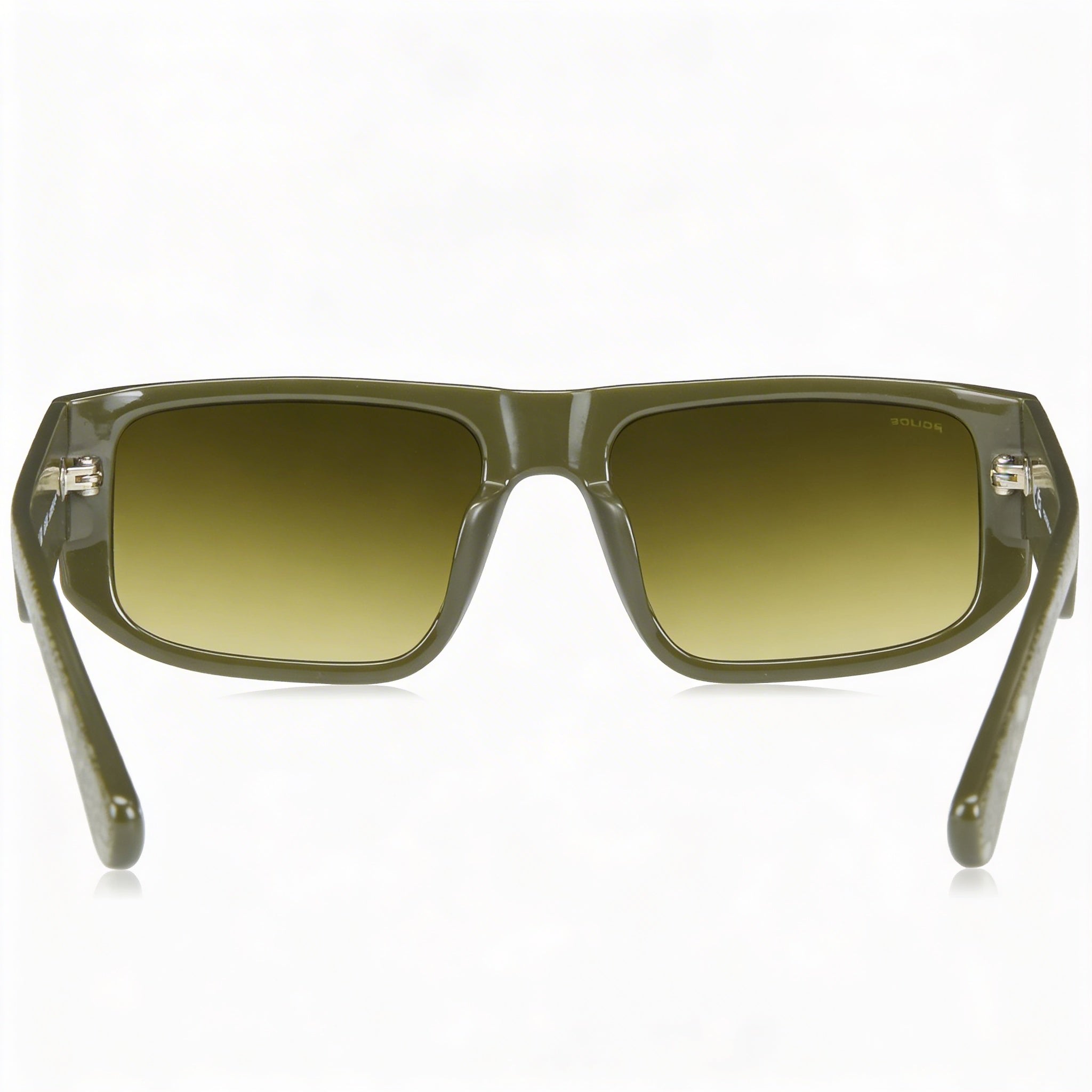 Police SPLL13 Men's Shiny Olive Green Polycarbonate Green Gradient UV Protection Sunglasses 55-18-145, Photo 3