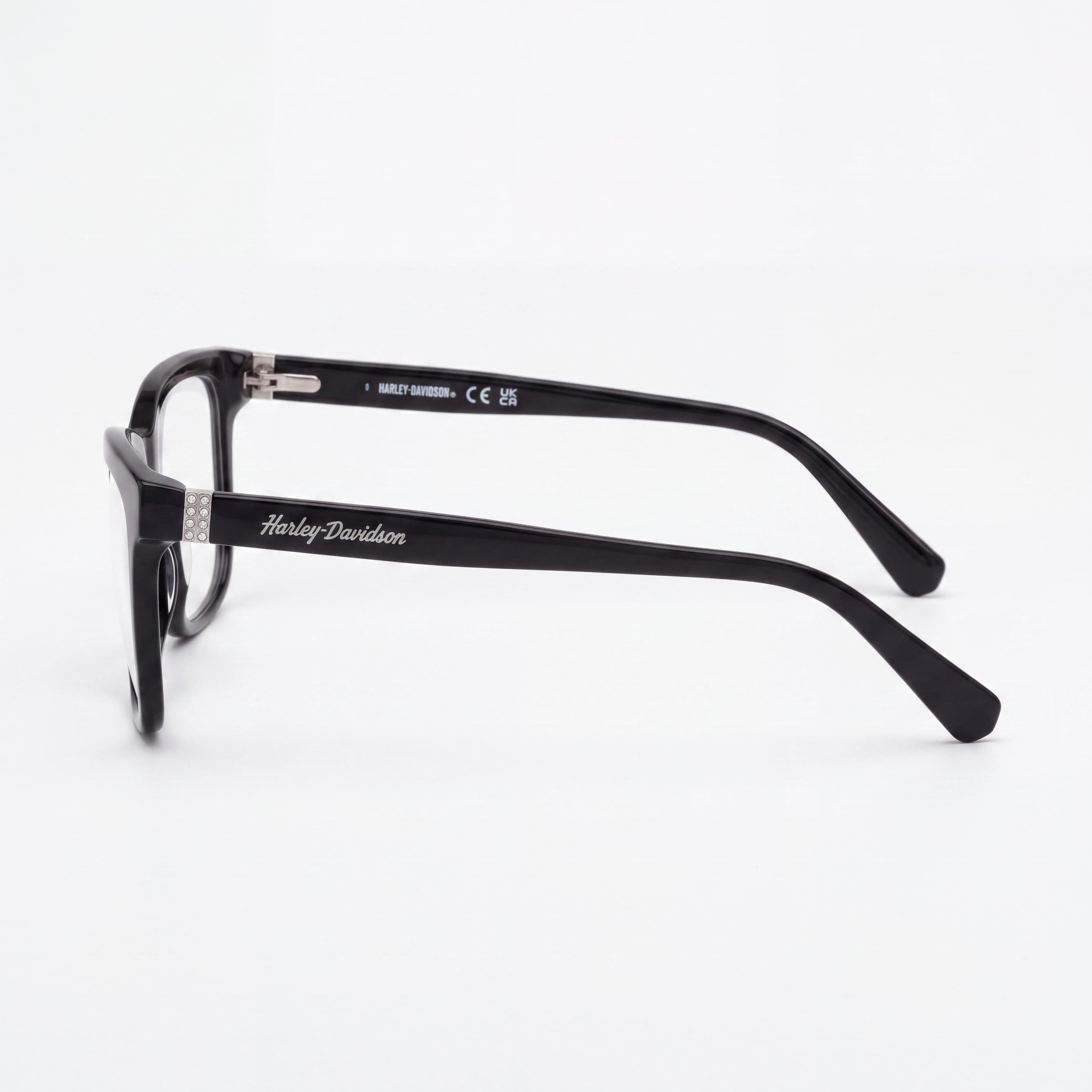 Monturas ópticas Harley-Davidson para hombre, de acetato negro brillante, con lentes de demostración transparentes, aptas para lentes graduadas, Photo 2