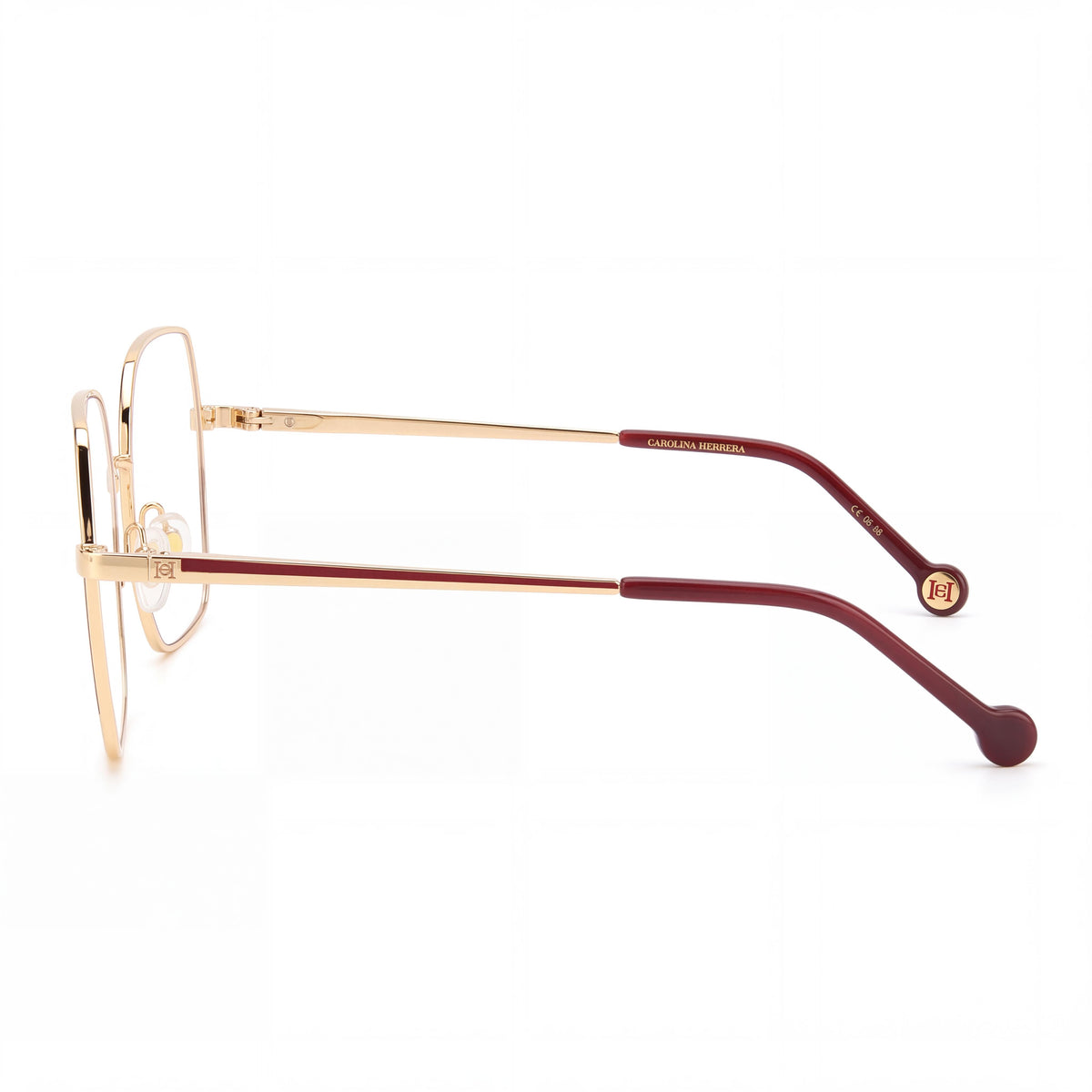 Carolina Herrera HER 0206 Gafas de Metal en Forma de Mariposa para Mujer, No Polarizadas, Color Borgoña y Dorado, 55mm, Photo 2