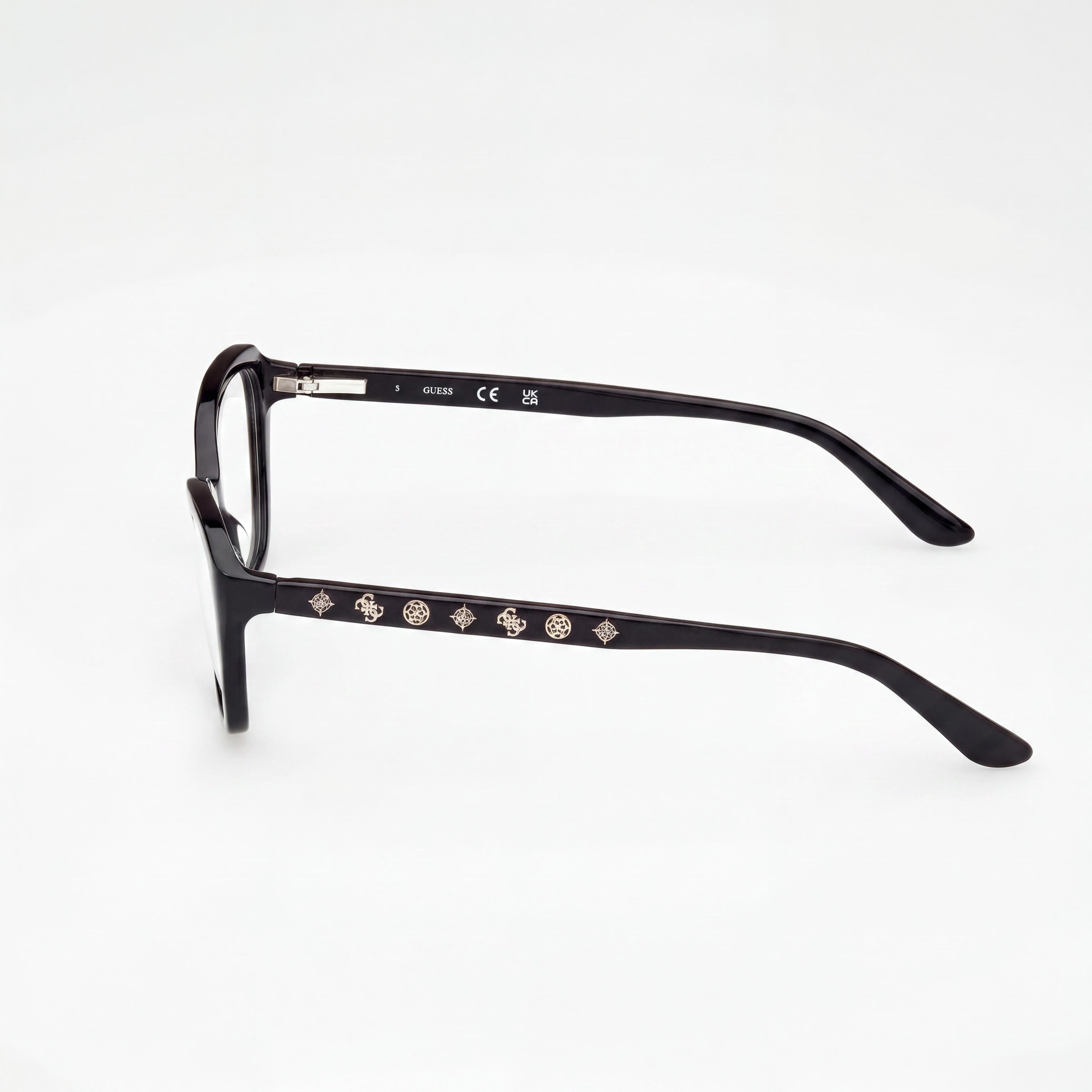 Guess GU50115 Shiny Black Rectangle Eyeglasses for Women, Acetate 54mm, Photo 3