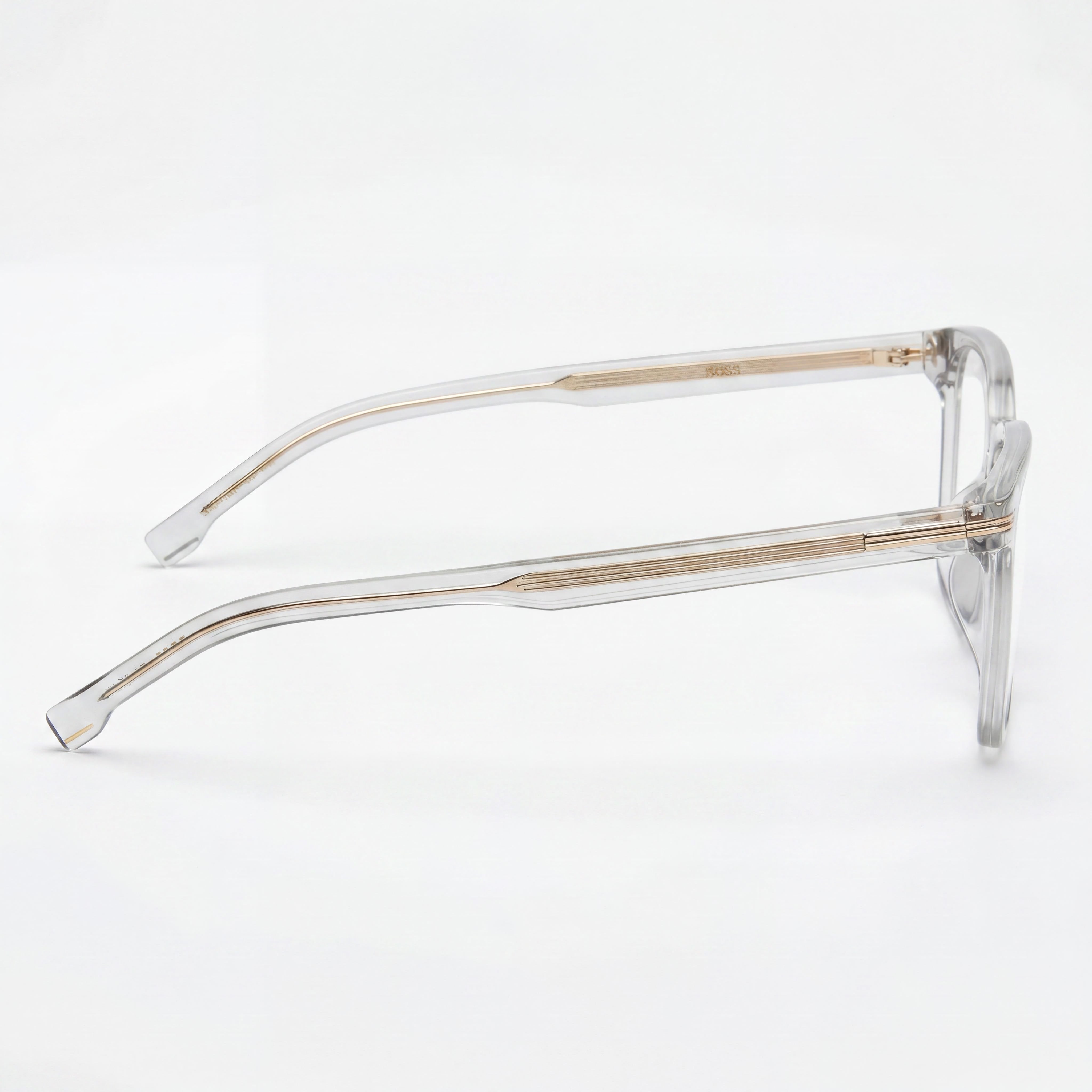 Hugo Boss Modern Design Men's Grey Acetate Frame Eyeglasses with Polycarbonate Lenses, Size 52-19-145, Photo 2