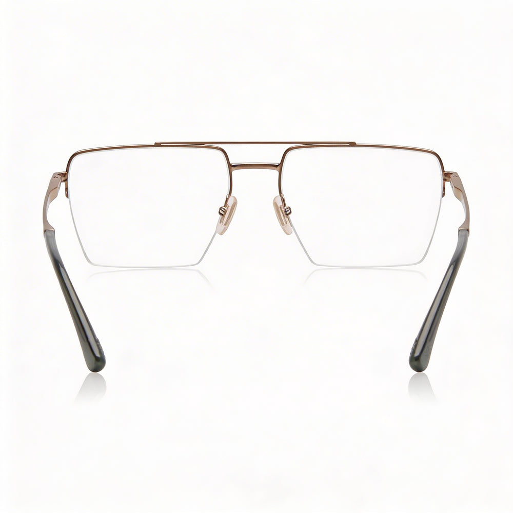 Police classical Men's Shiny Satin Bronze Metal Frame Eyeglasses - Lens 55mm, Bridge 18mm, Temple 145mm