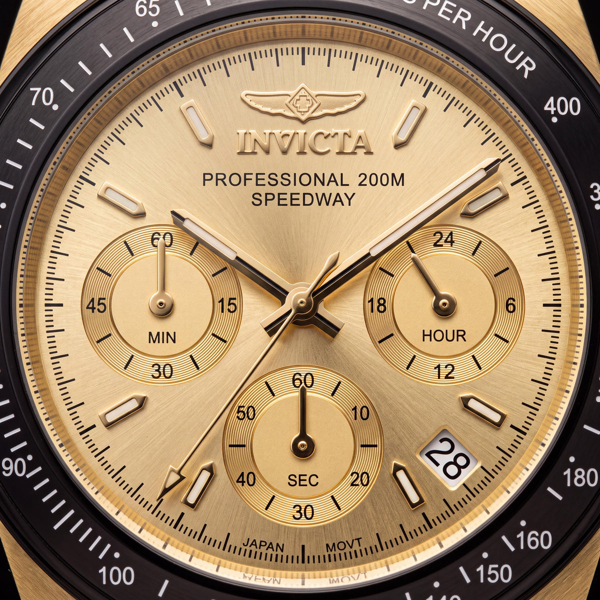 Invicta Speedway 50761 Unisex Gold Stainless Steel Quartz 39mm 200M Silicone Watch, Photo 2