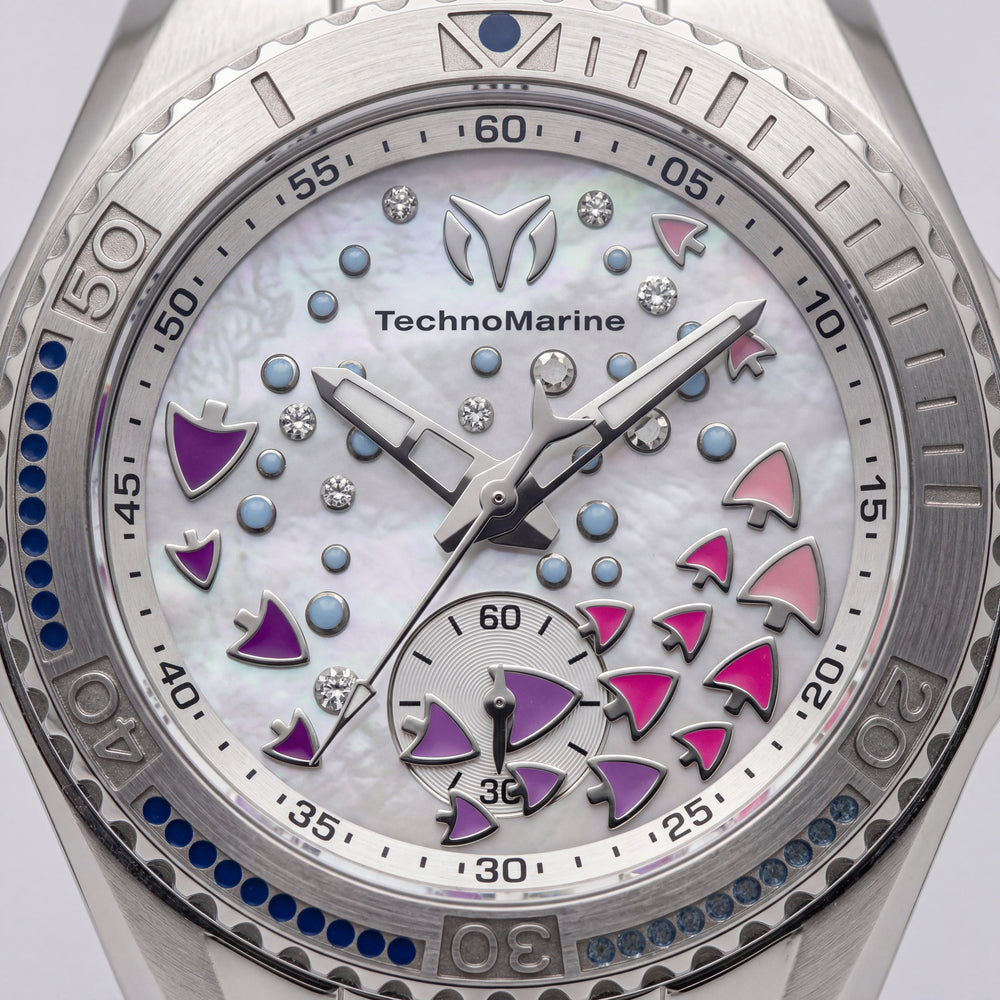 Reloj Technomarine Cruise TM-125005 para mujer, movimiento de cuarzo de 40 mm, caja de acero inoxidable y esfera blanca