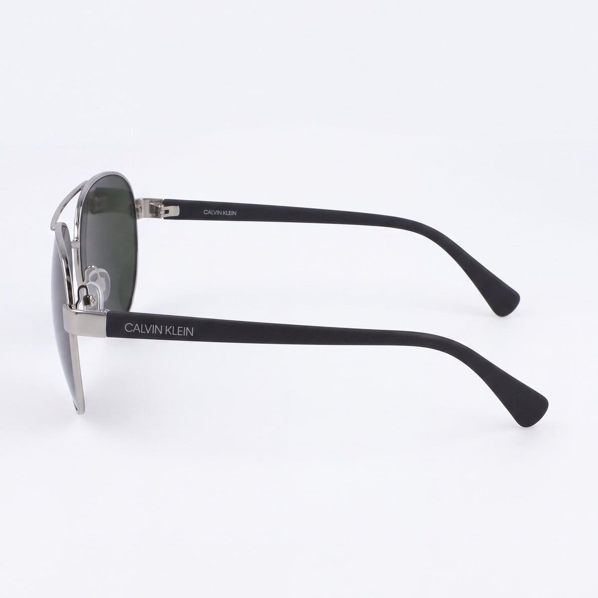 Calvin Klein Men's Aviator With Solid Green Lens Silver Green Polycarbonate Non-Polarized 100% UV Sunglasses 60mm, Photo 3