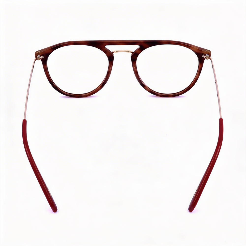 Gafas Levi's de mujer, redondas ovaladas, color habana rojo, de poliamida inyectada, lentes transparentes de demostración de 51 mm, aptas para lentes graduadas.