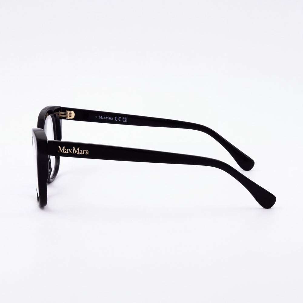Gafas para hombre MaxMara Mm5094 con montura de plástico negro brillante, lentes de policarbonato transparentes, 52 mm