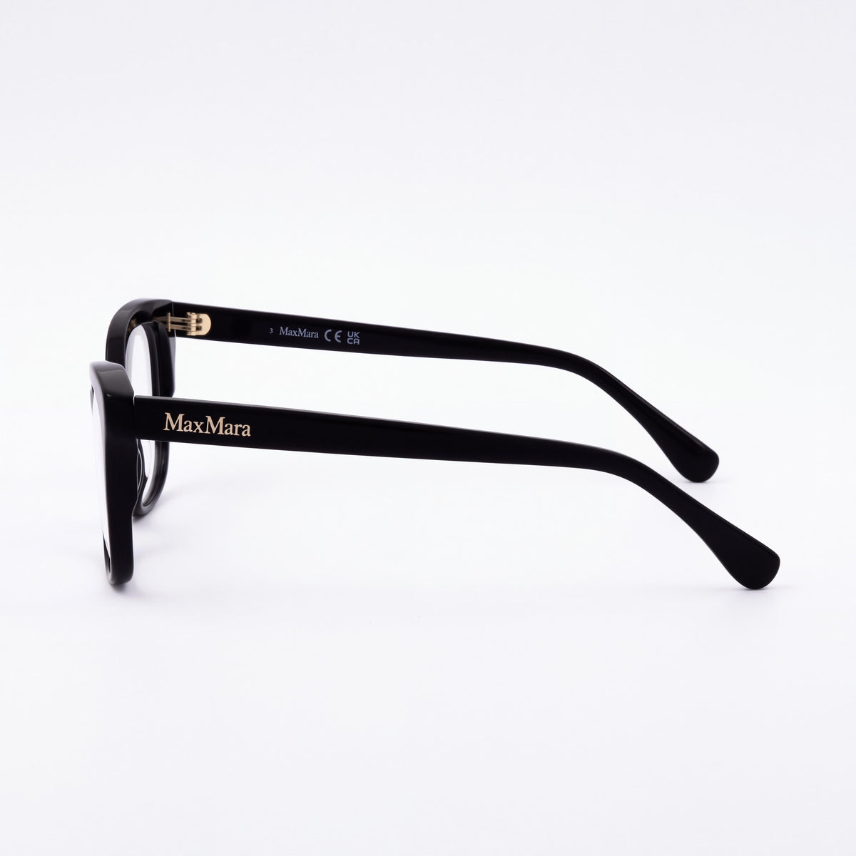 MaxMara Mm5094 Men's Shiny Black Plastic Frame Eyewear, Clear Polycarbonate Lenses, 52mm, Photo 3